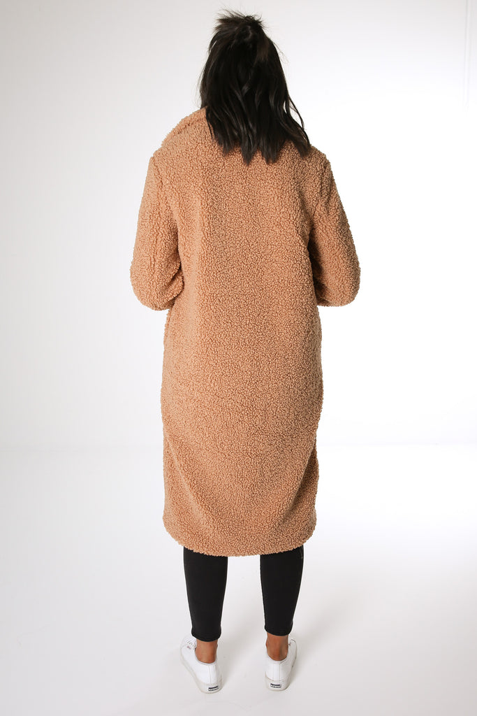 Long tan teddy hot sale bear coat