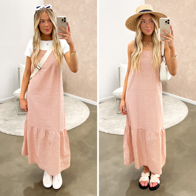 Two ways to style the Fletcher Maxi Dress Rust