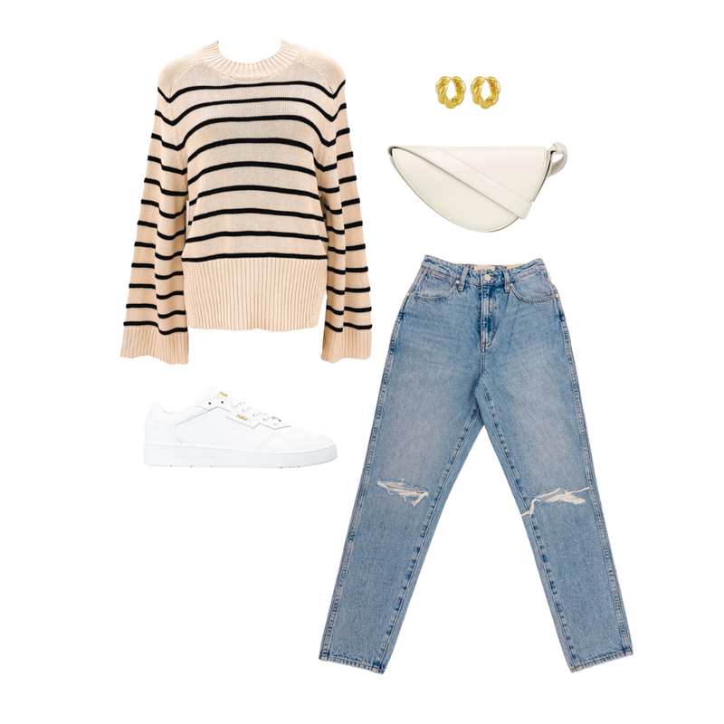 Noriko Knit Cream Stripe