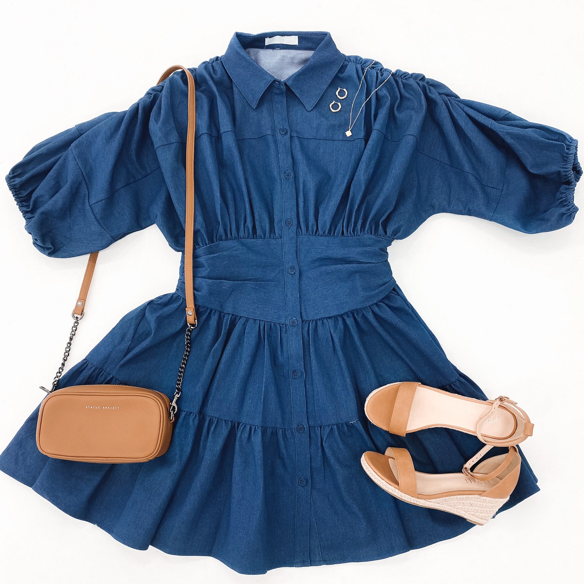 The Cambri Denim Mini Dress Blue