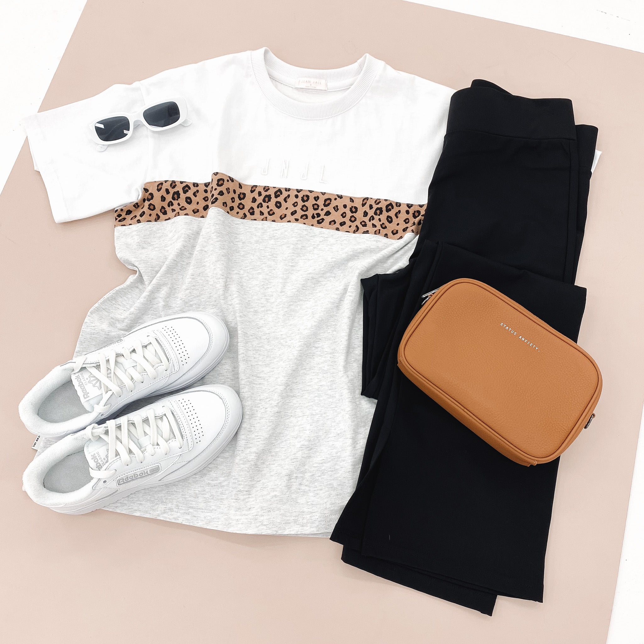 The Leopard Panel Up Tee Snow Marle