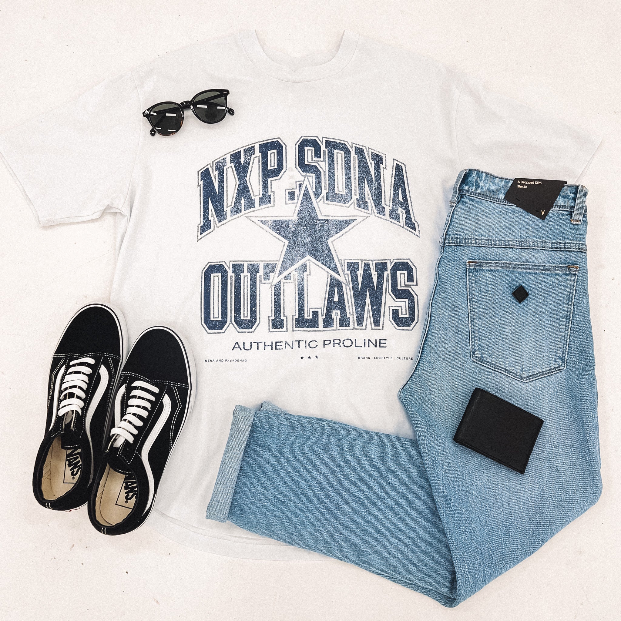 Outlaws Box Fit Scoop Tee White