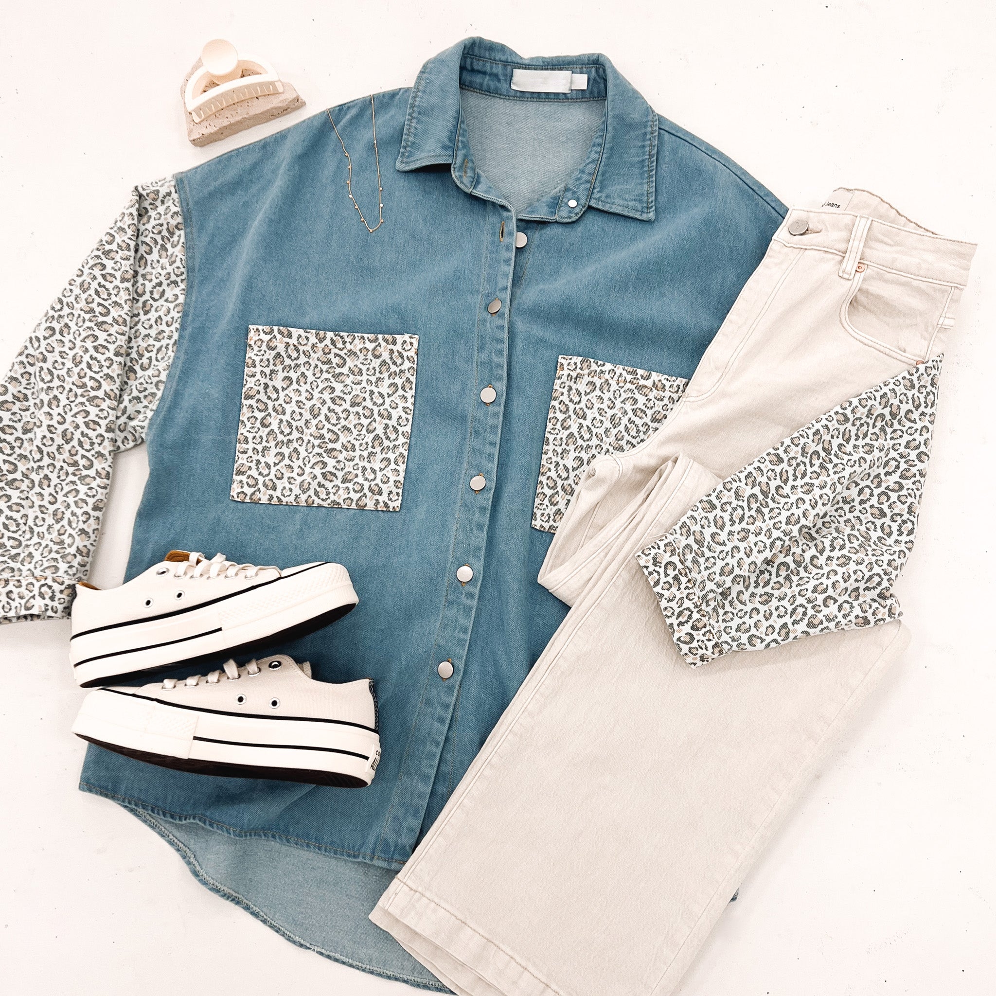 Stay on trend with the Raelynn Denim Shacket