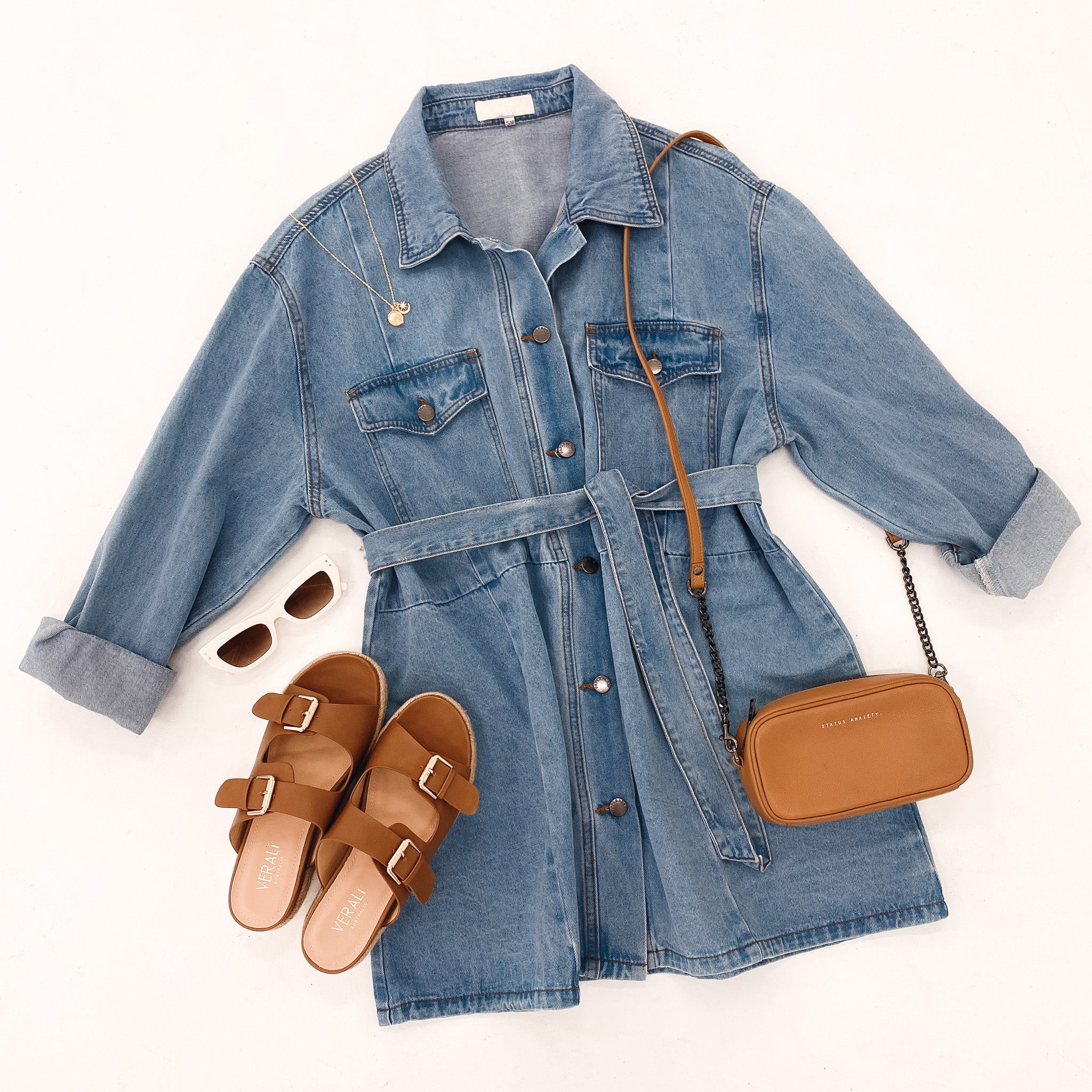 The Myley Denim Mini Dress Blue