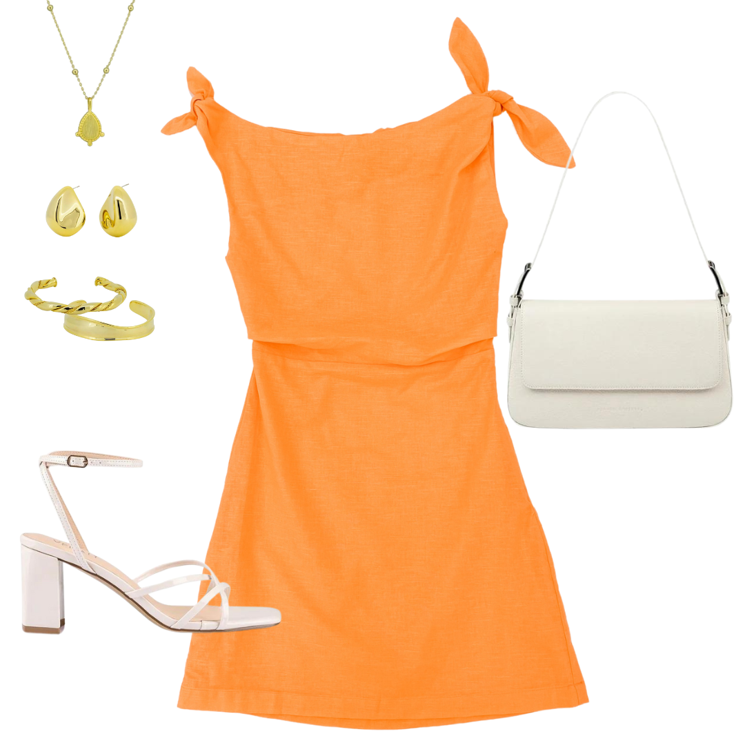 The Neela Mini Dress in Orange