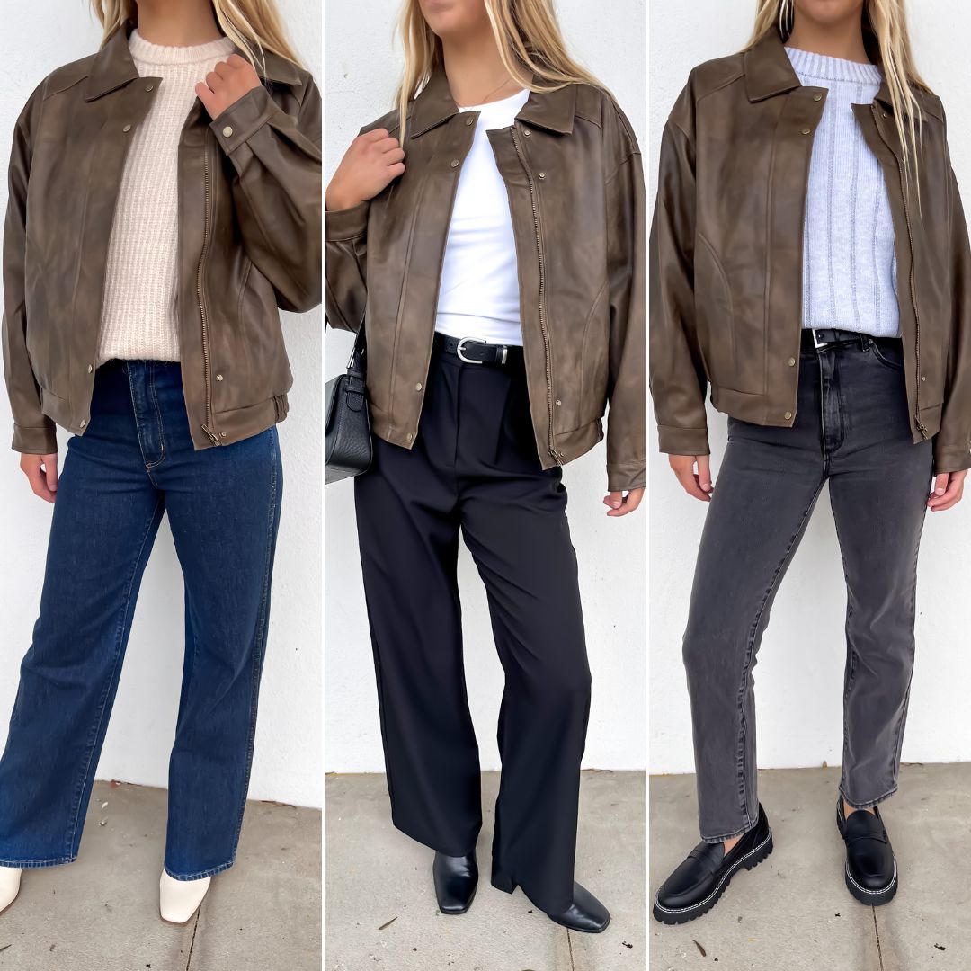 The Samuel Leather Bomber styled 3 ways