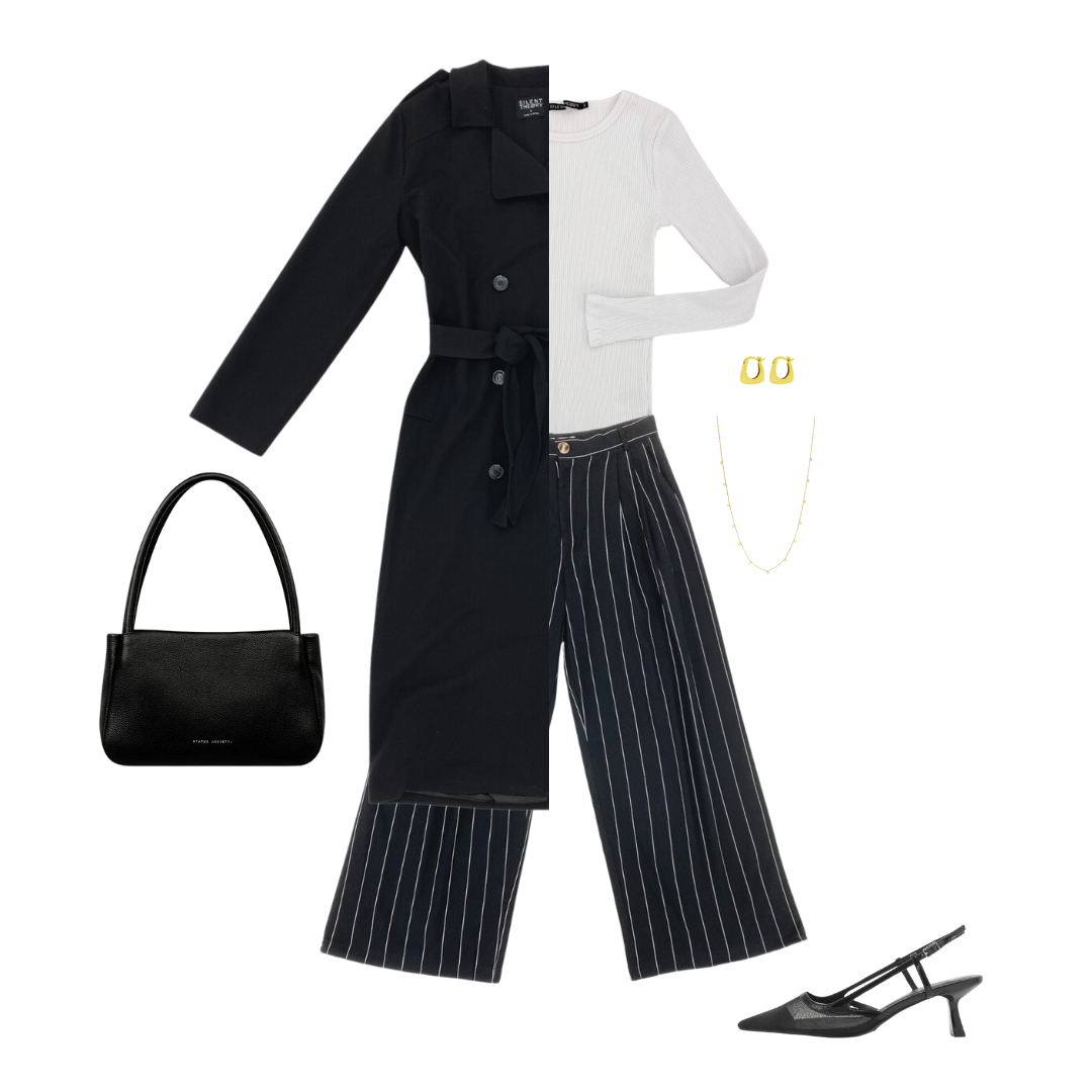 Thea Pant Black Pinstripe