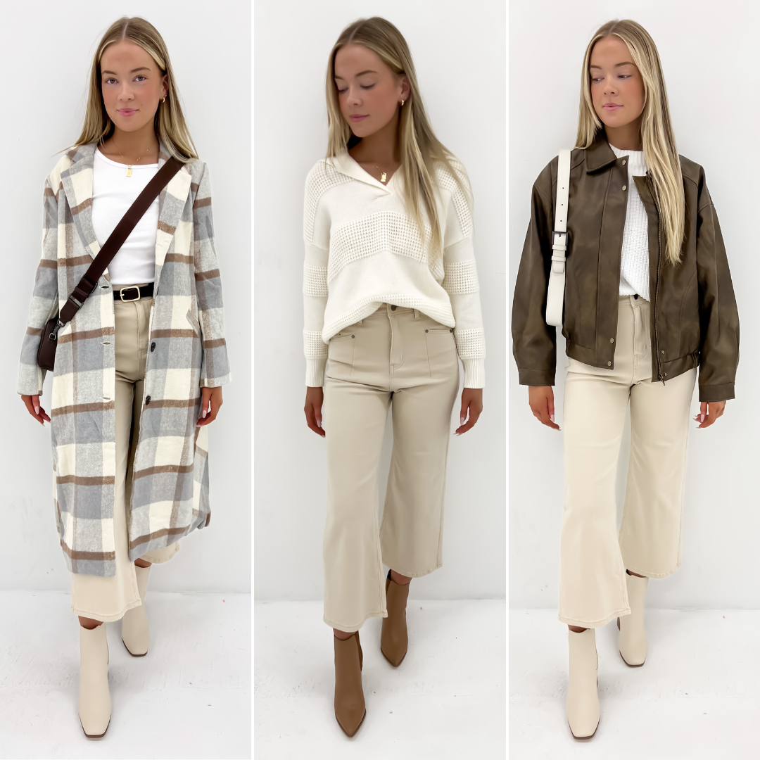 Hilary Pant Beige Three Ways