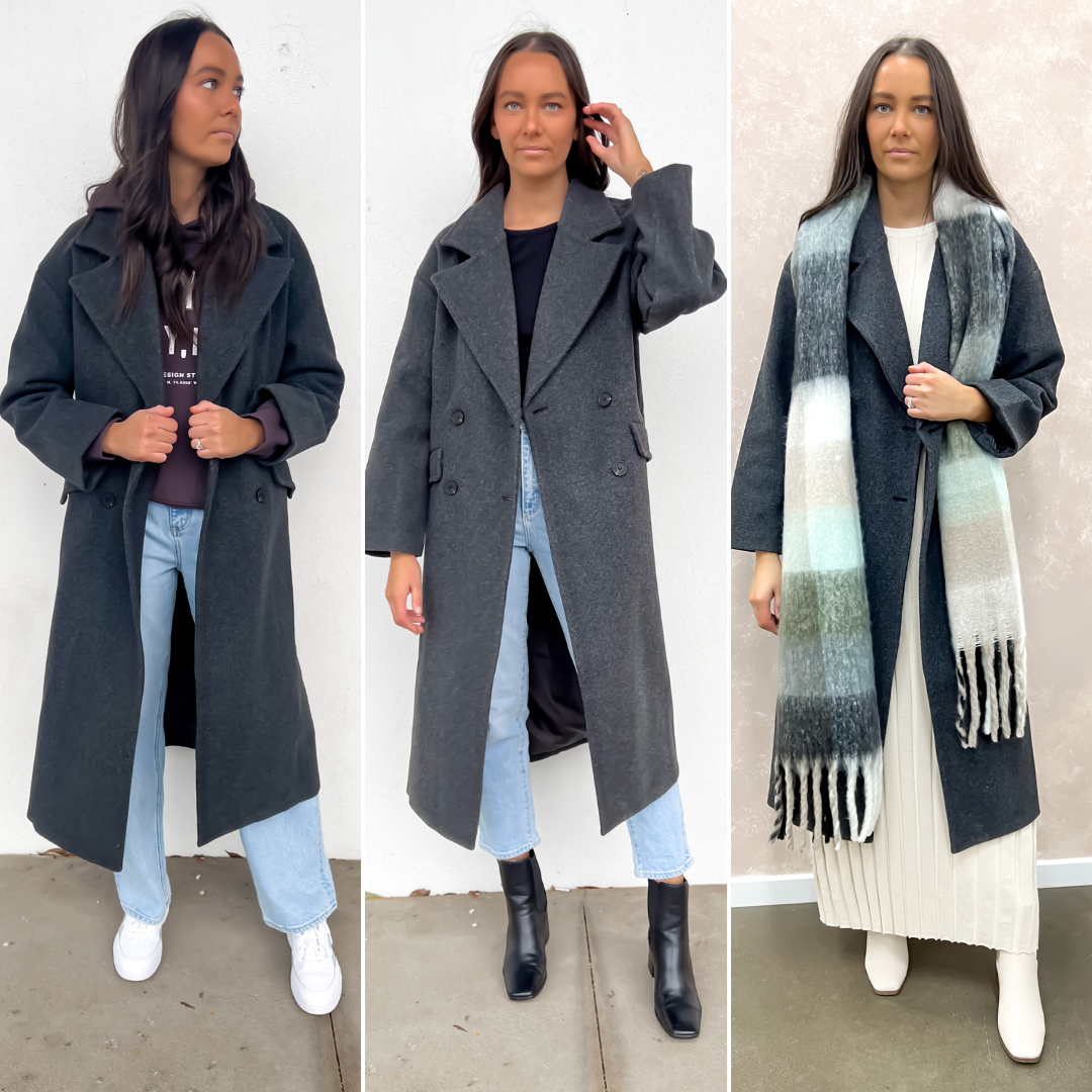 3 ways to style the Zoella Coat Charcoal