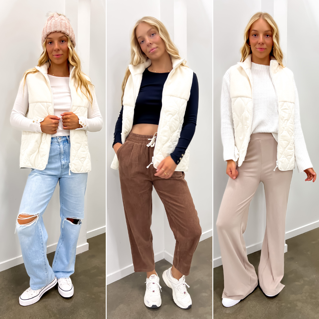 3 Ways to style the Decy Vest Vanilla