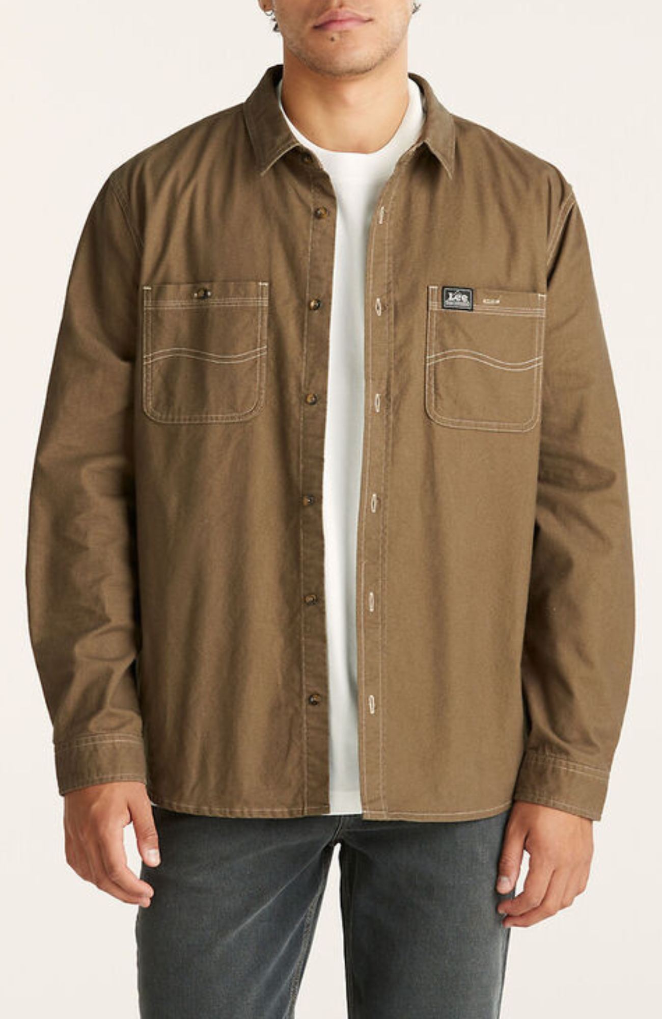 Lee Worker Long Sleeve Shirt Brushed Brown