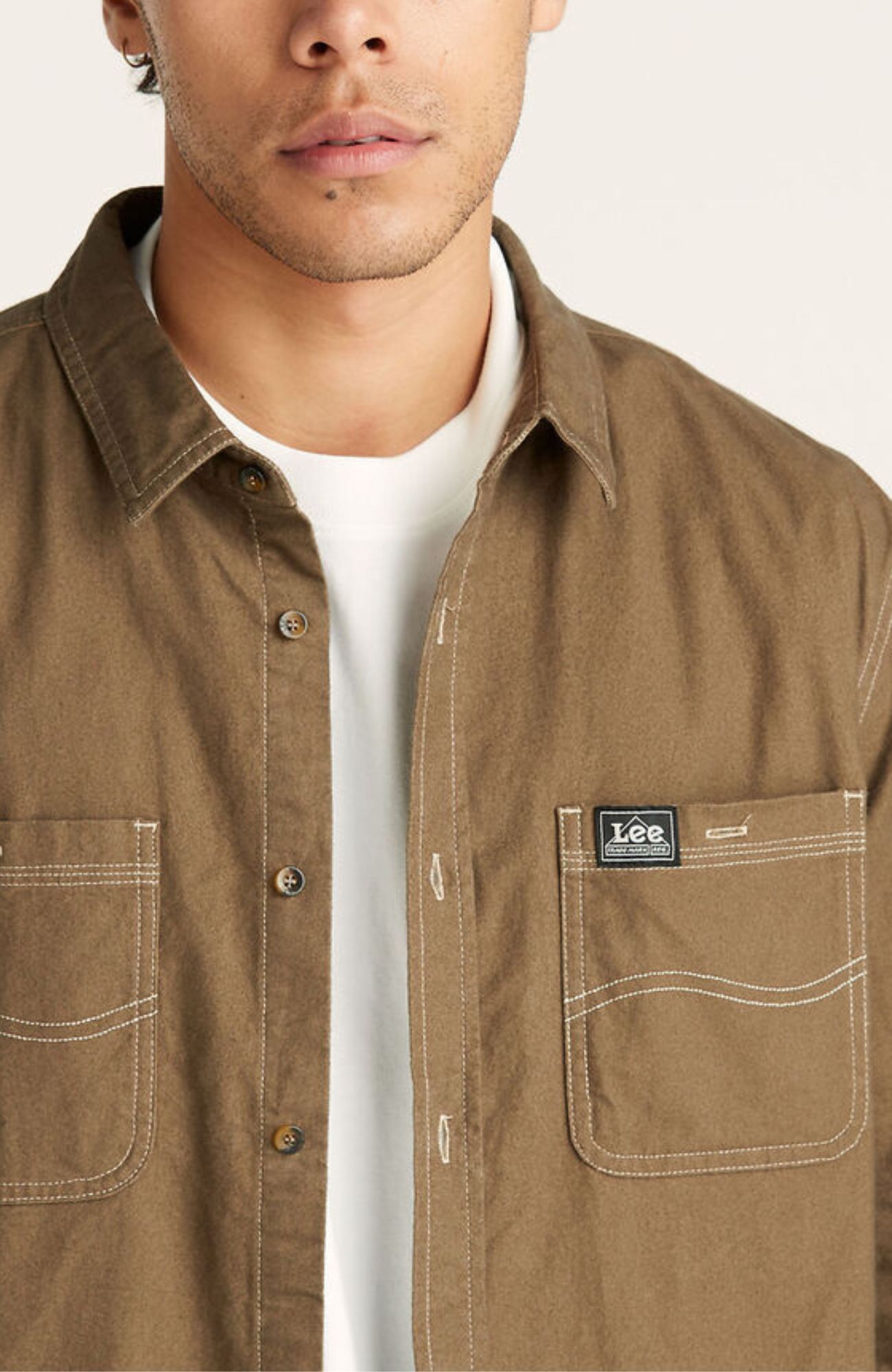 Lee Worker Long Sleeve Shirt Brushed Brown