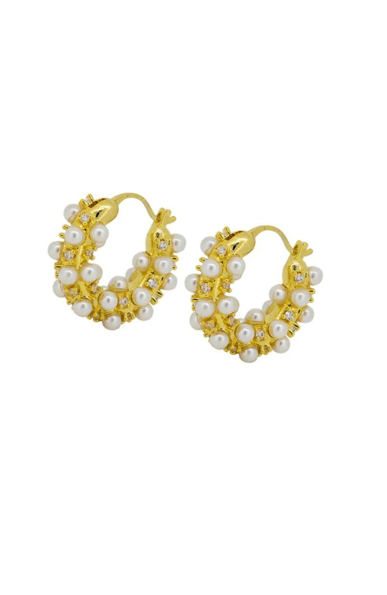 Adalee Hoops Gold Pearl