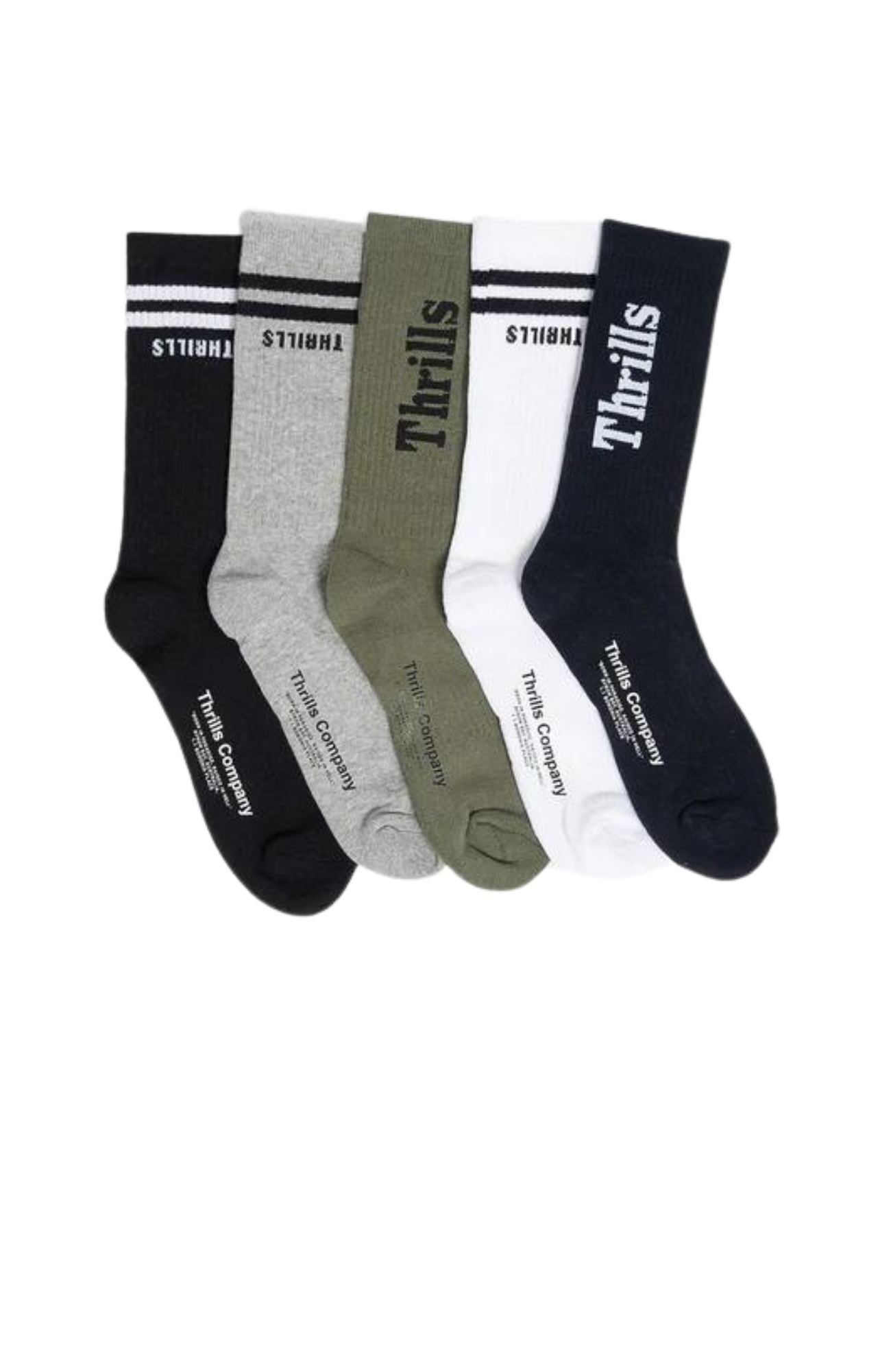 Minimal Thrills 5 Pack Sock Black / White / Army Green Total Eclipse Grey Marle