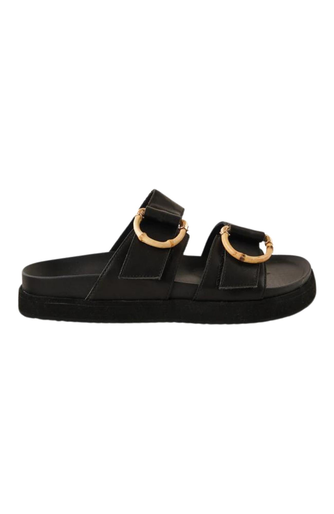 Mint Leather Slide Black Bamboo