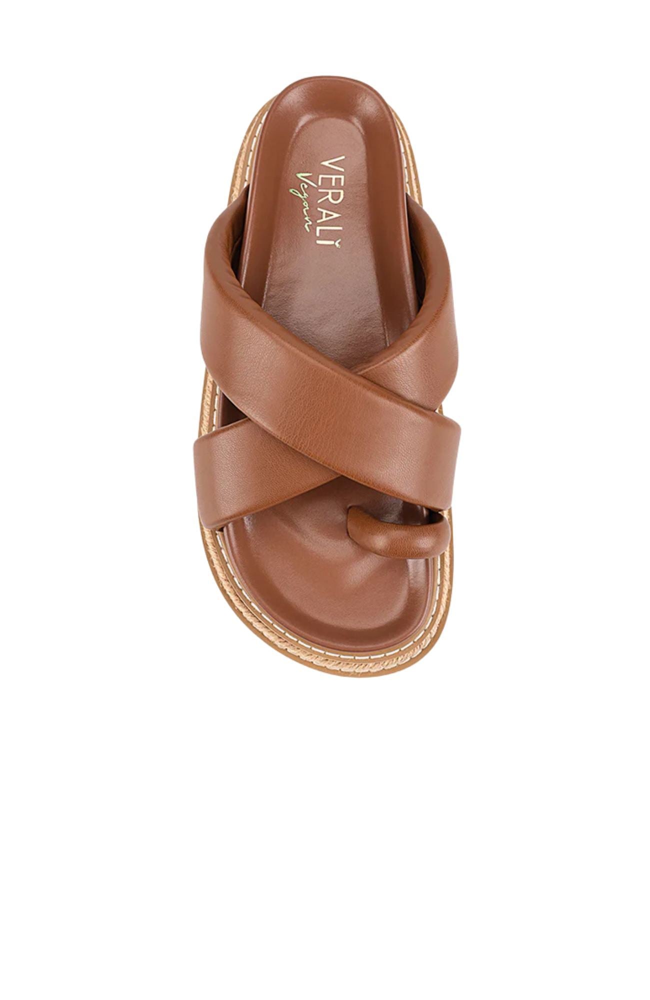 Thelma Flatform Slides Cognac Brown