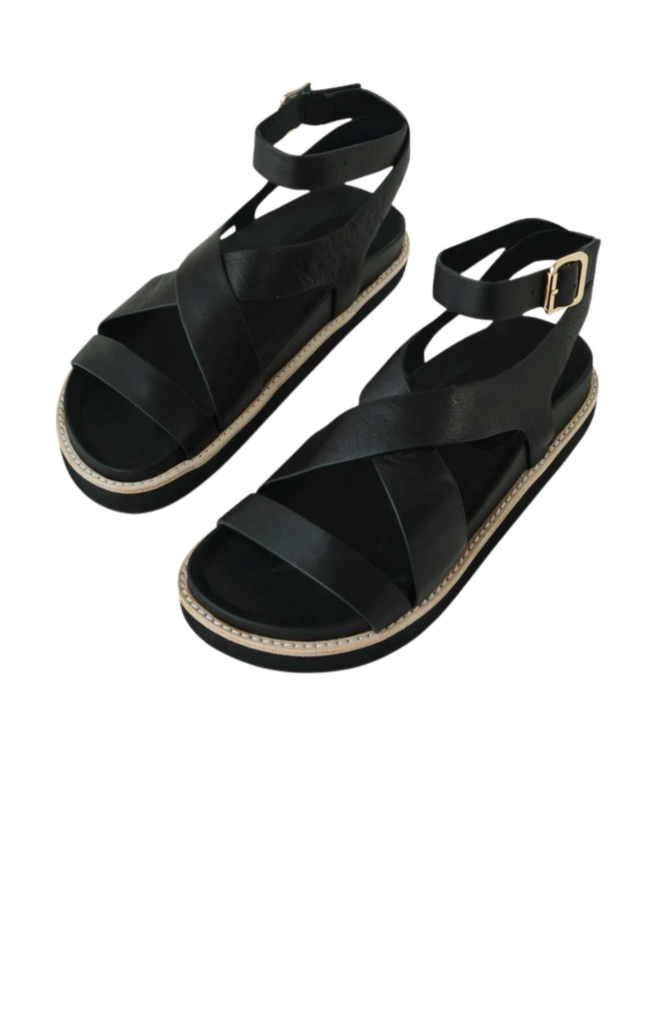 Pilar Leather Sandal Black