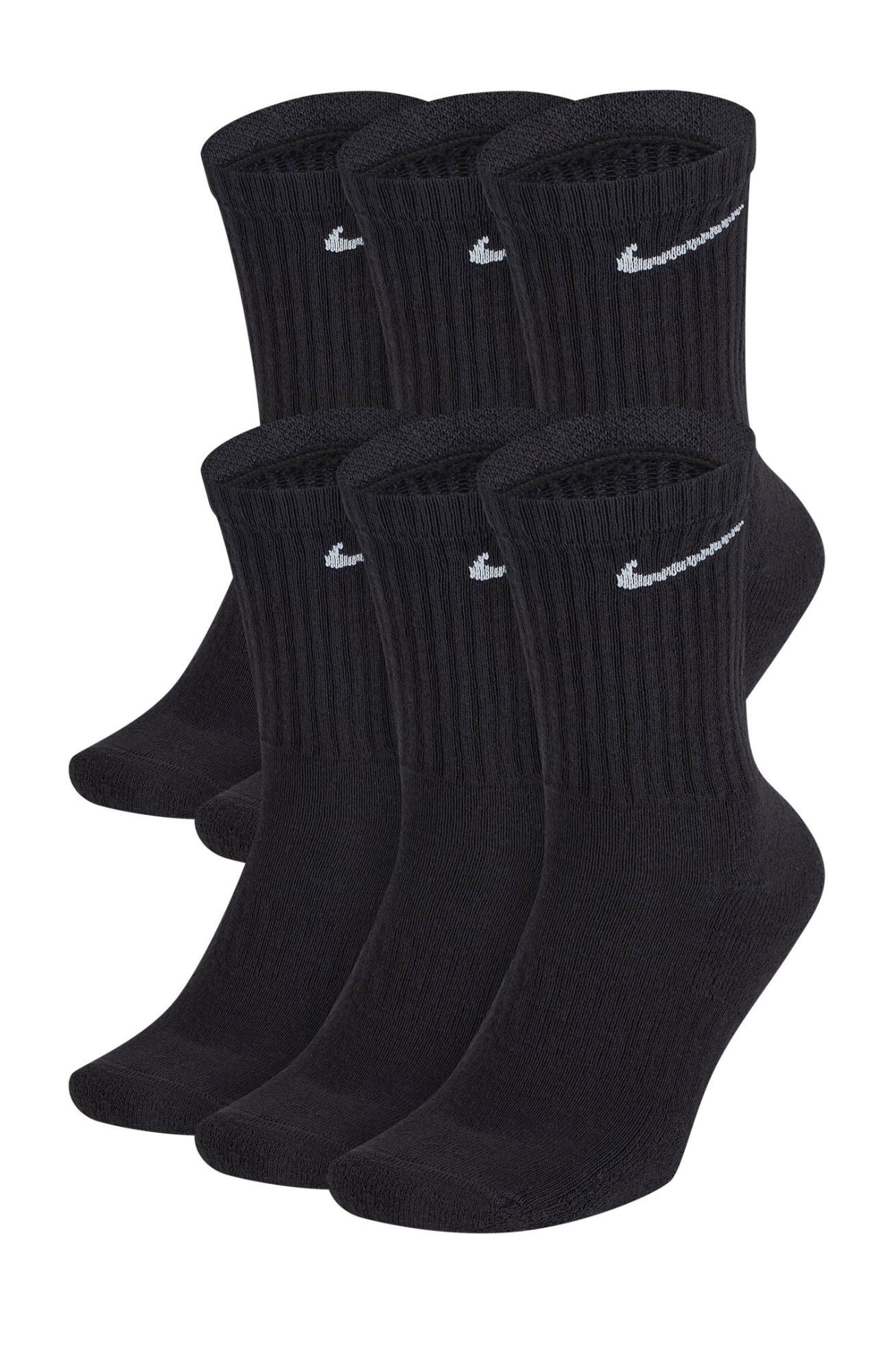 Nike Everyday Cushioned Socks 6PK Black White