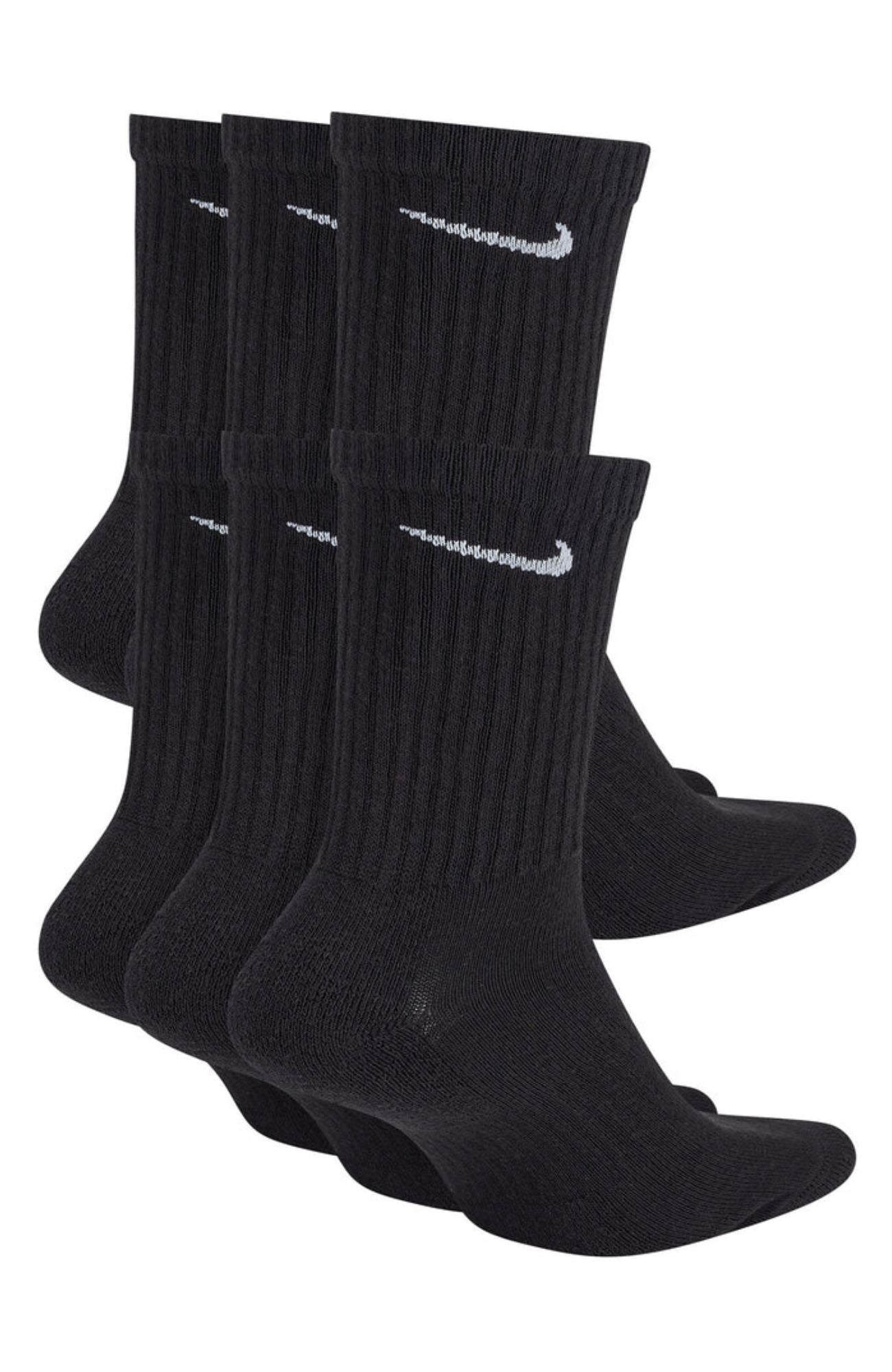 Nike Everyday Cushioned Socks 6PK Black White