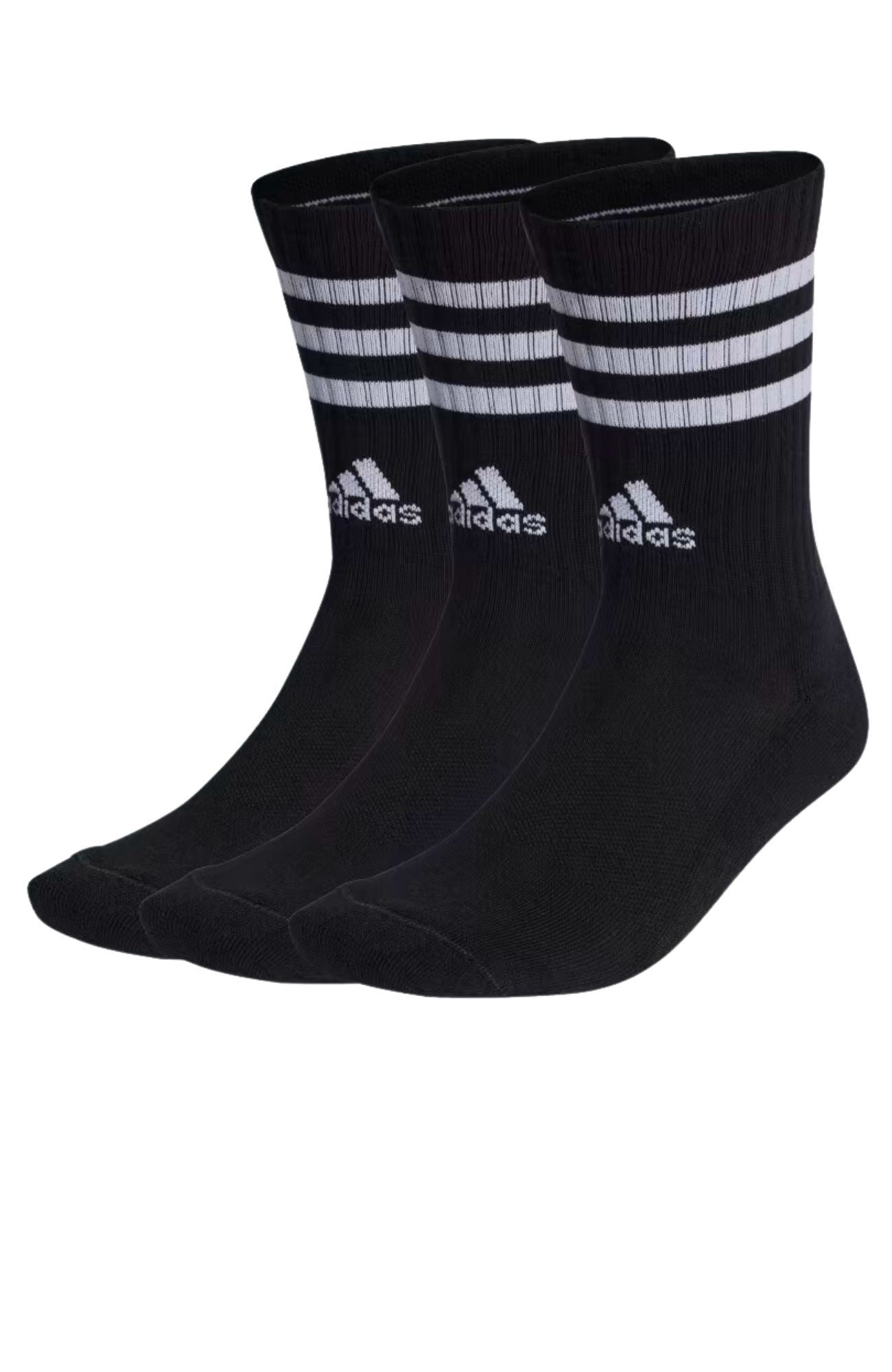 3-Stripes Cushioned Crew Socks 3PK Black White