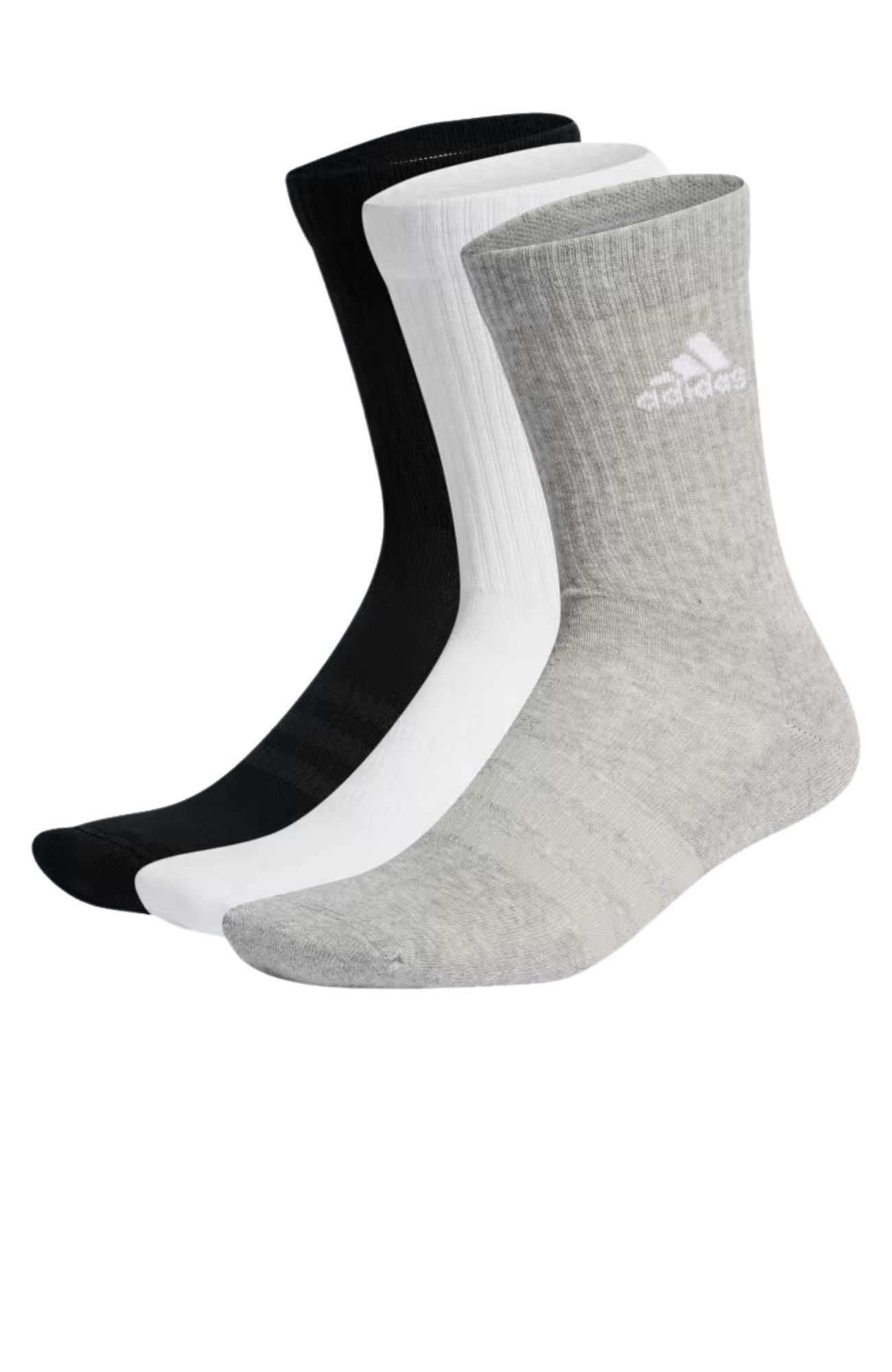 Cushioned Crew Socks 3PK Medium Grey Heather White Black