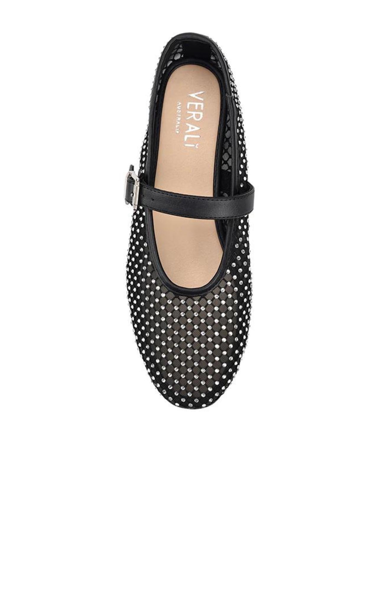 Damsel Diamante Mary-Jane Flats Black