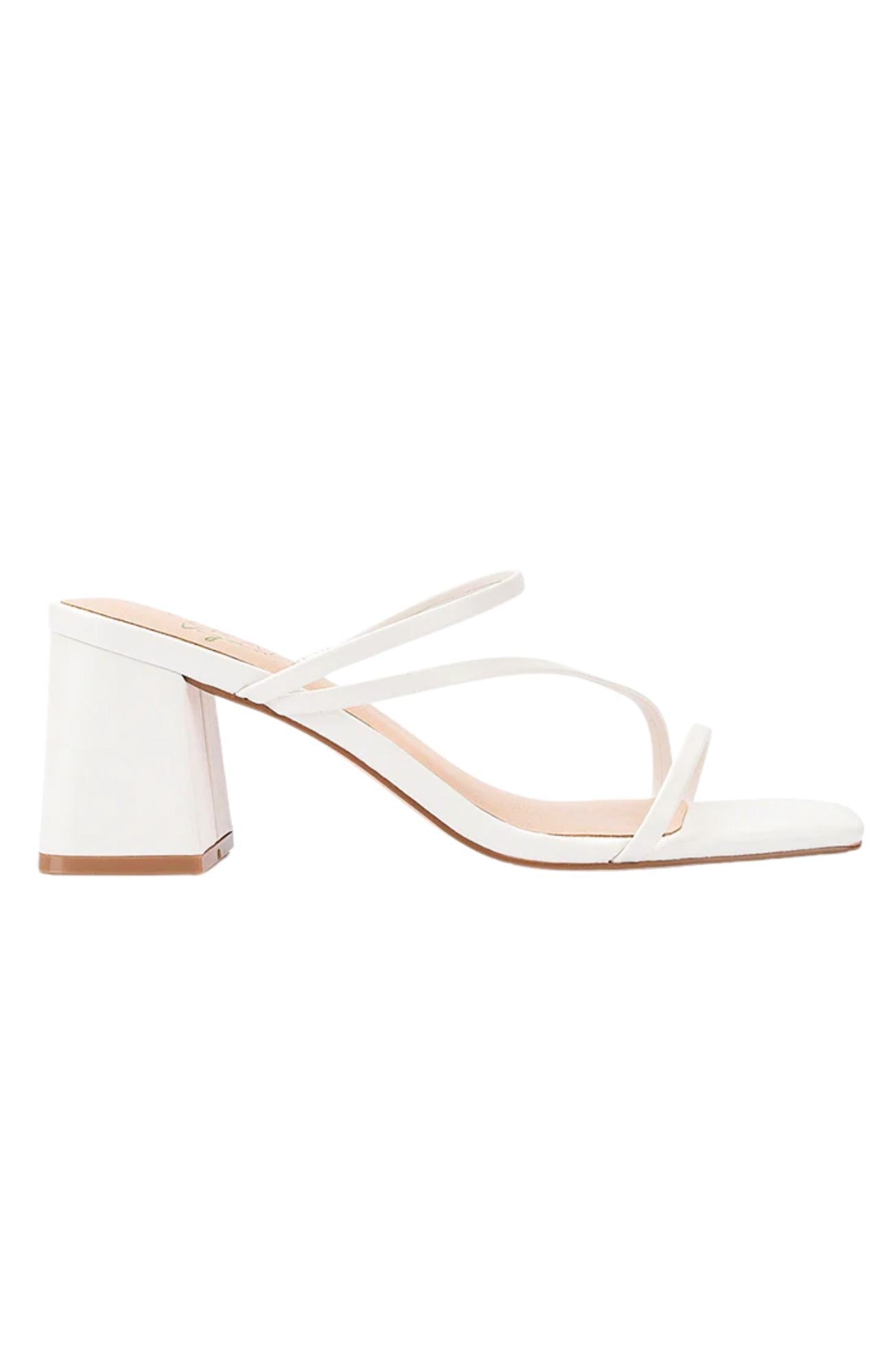 Stanford Block Heel Mules Chalk White