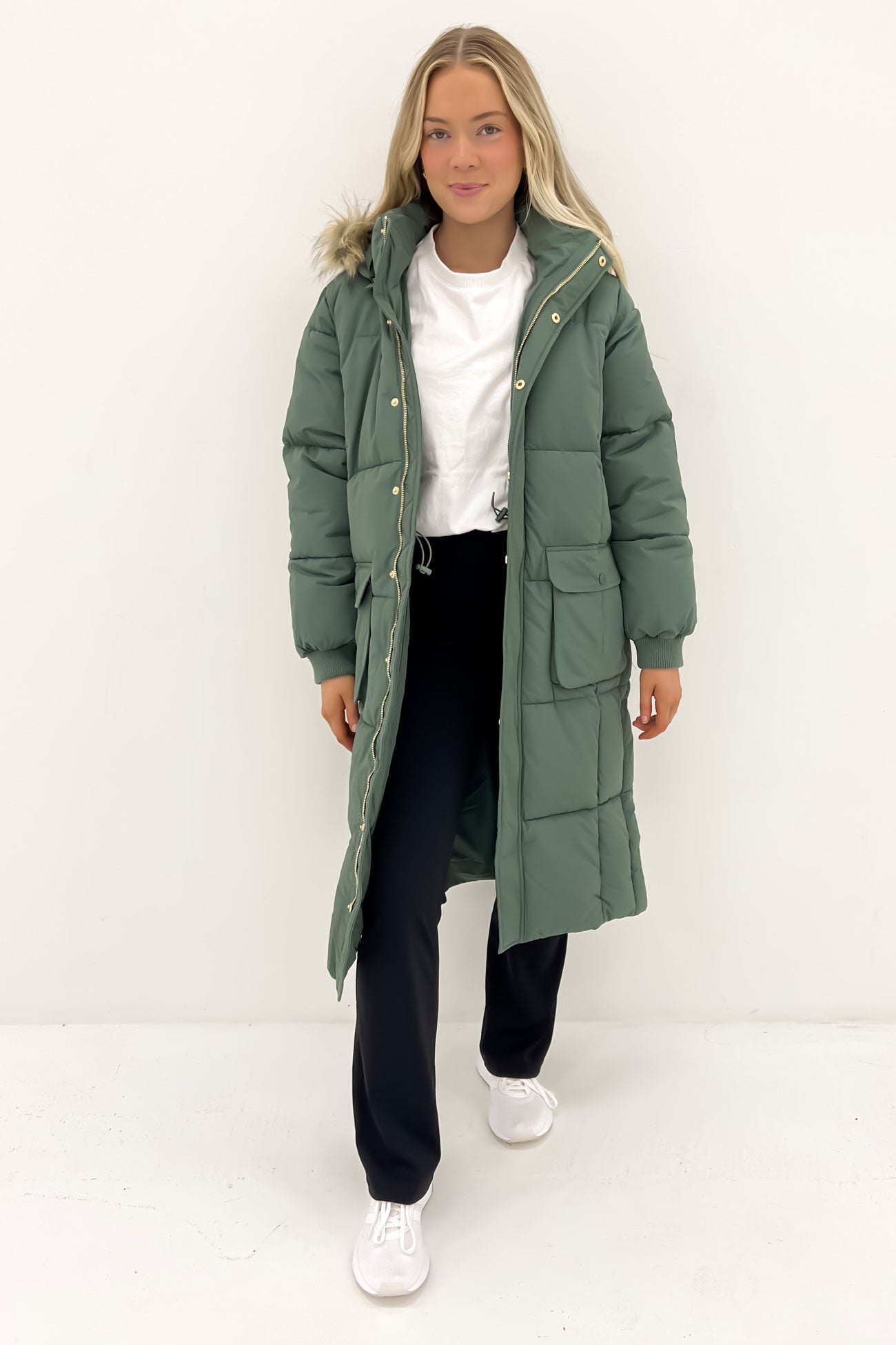 Active Fur Longline Puffer Green