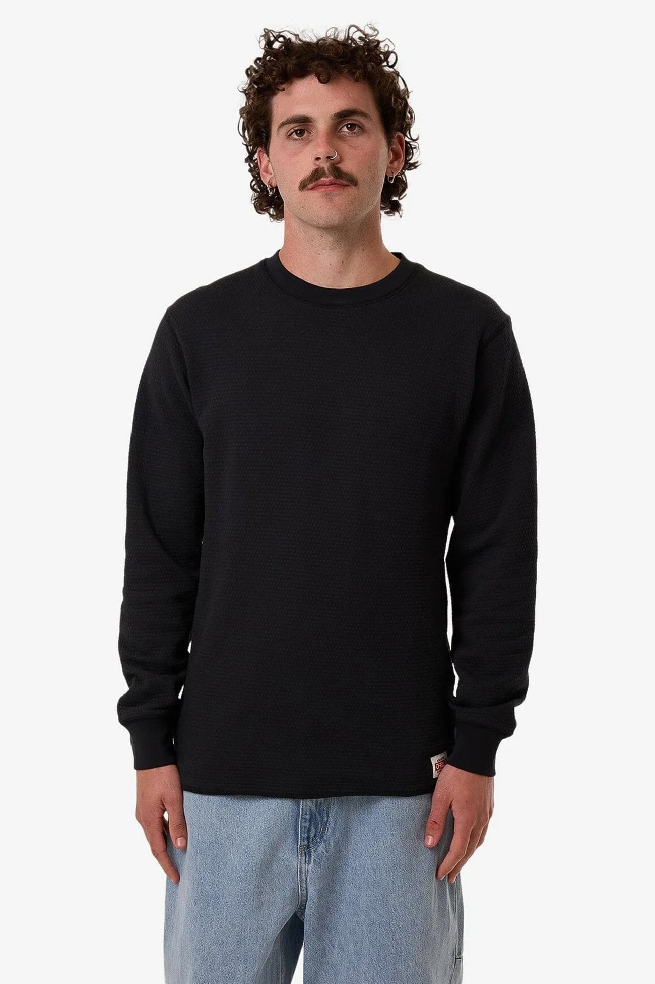 Adapted Waffle Long Sleeve Faded Black