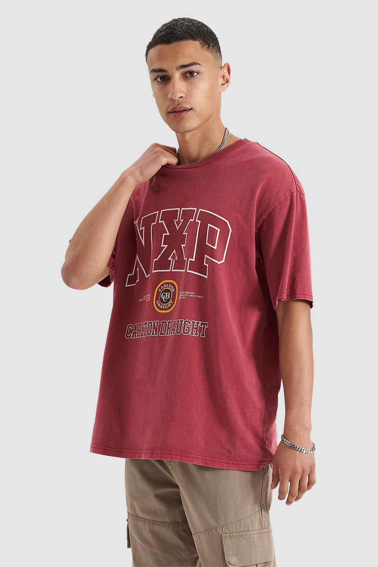 Agnus Relaxed Box Fit Tee Pigment Maroon