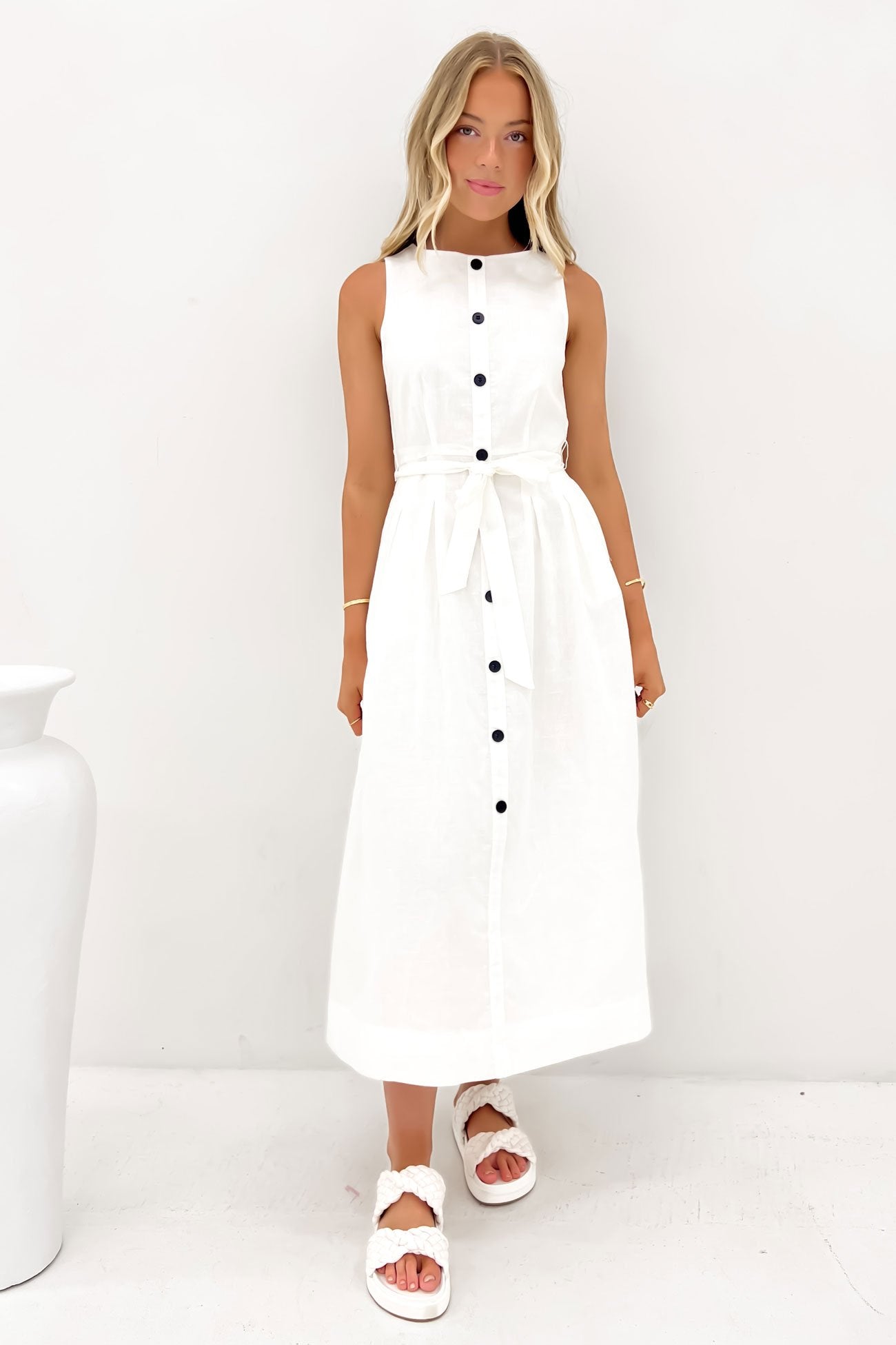 Aiden Midi Dress White