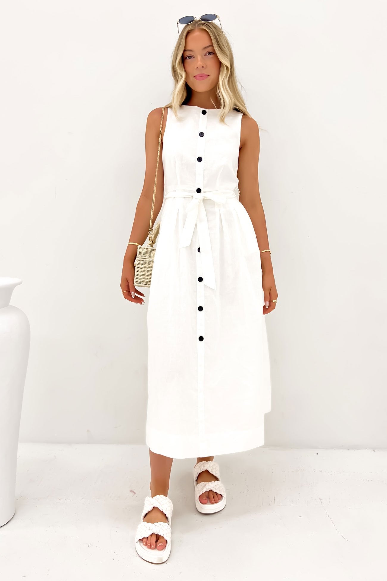 Aiden Midi Dress White