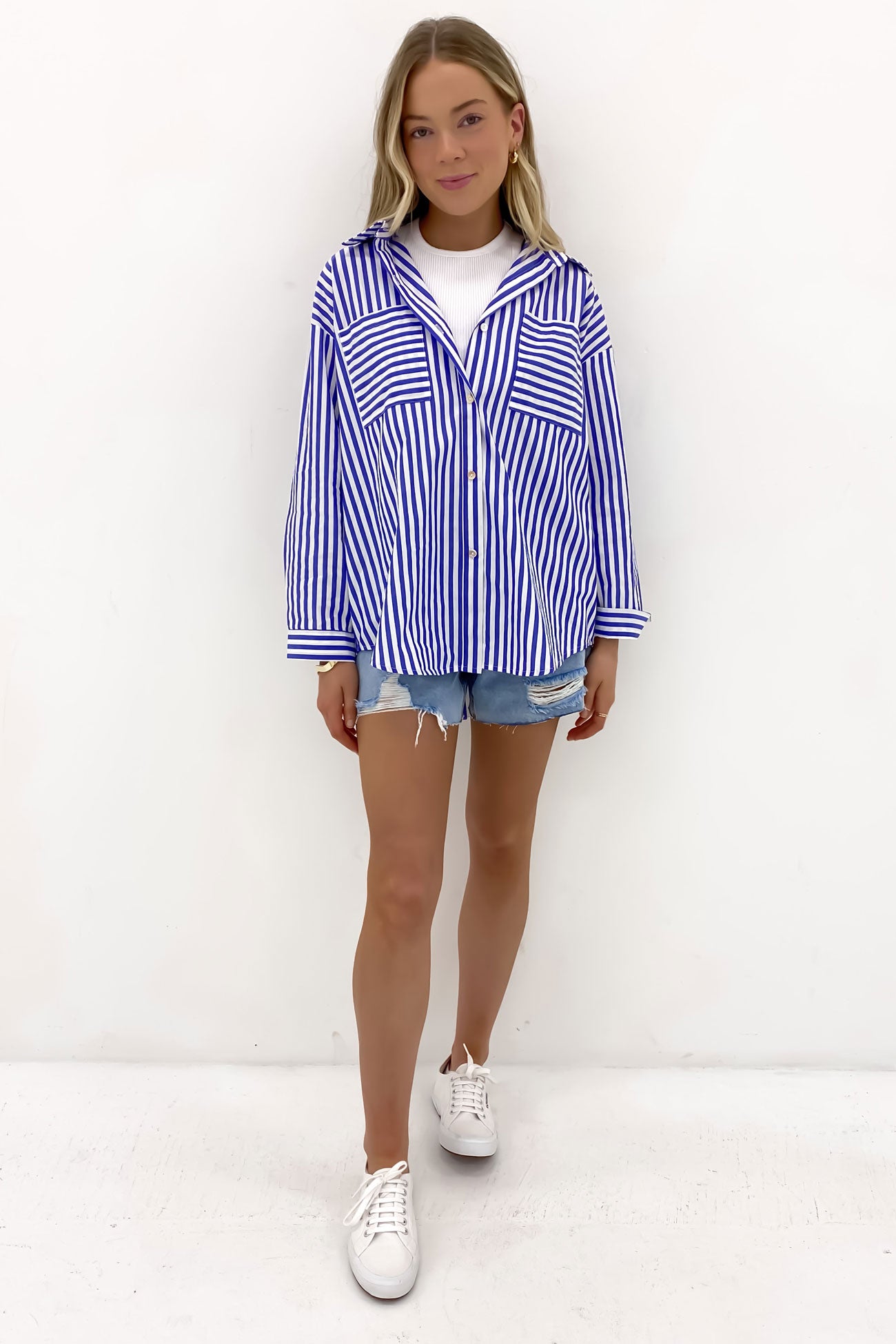 Alayah Shirt Blue White Stripe