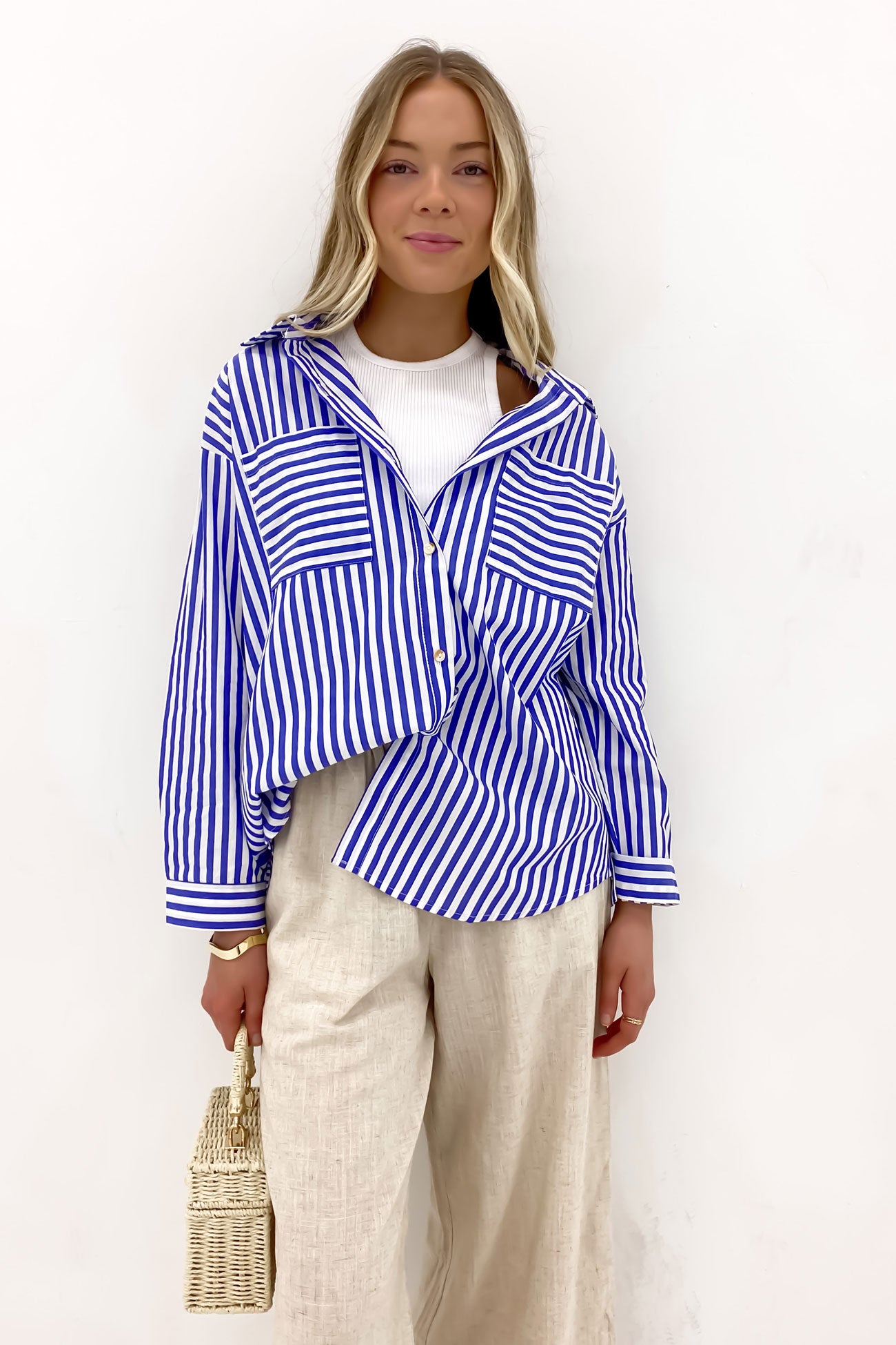 Alayah Shirt Blue White Stripe