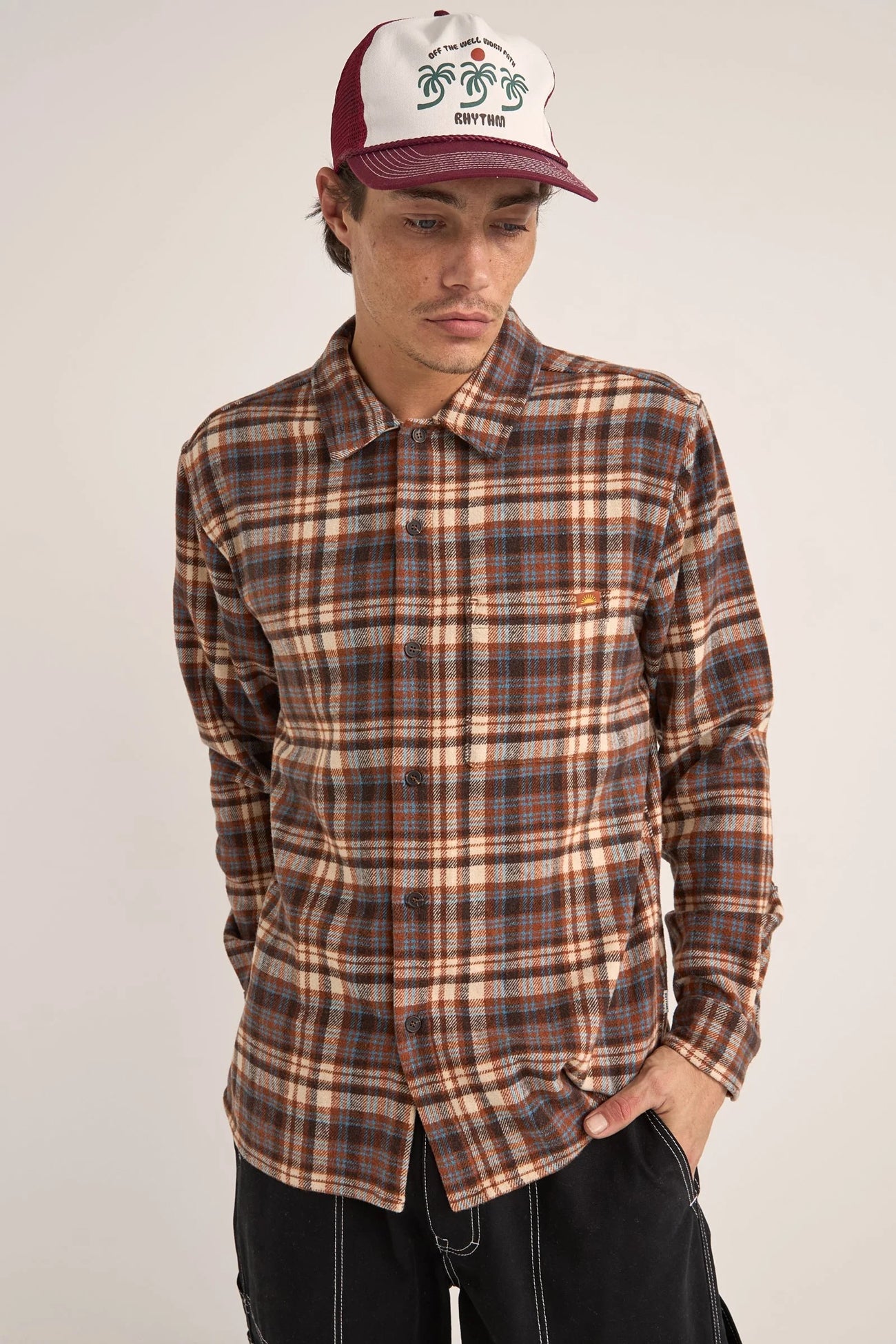 Albert Check Long Sleeve Shirt Almond