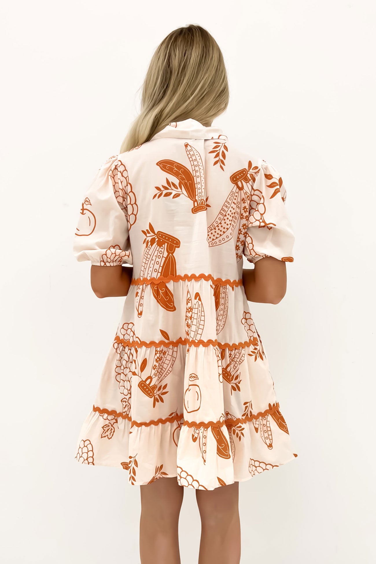 Alice Mini Dress White Rust Riviera