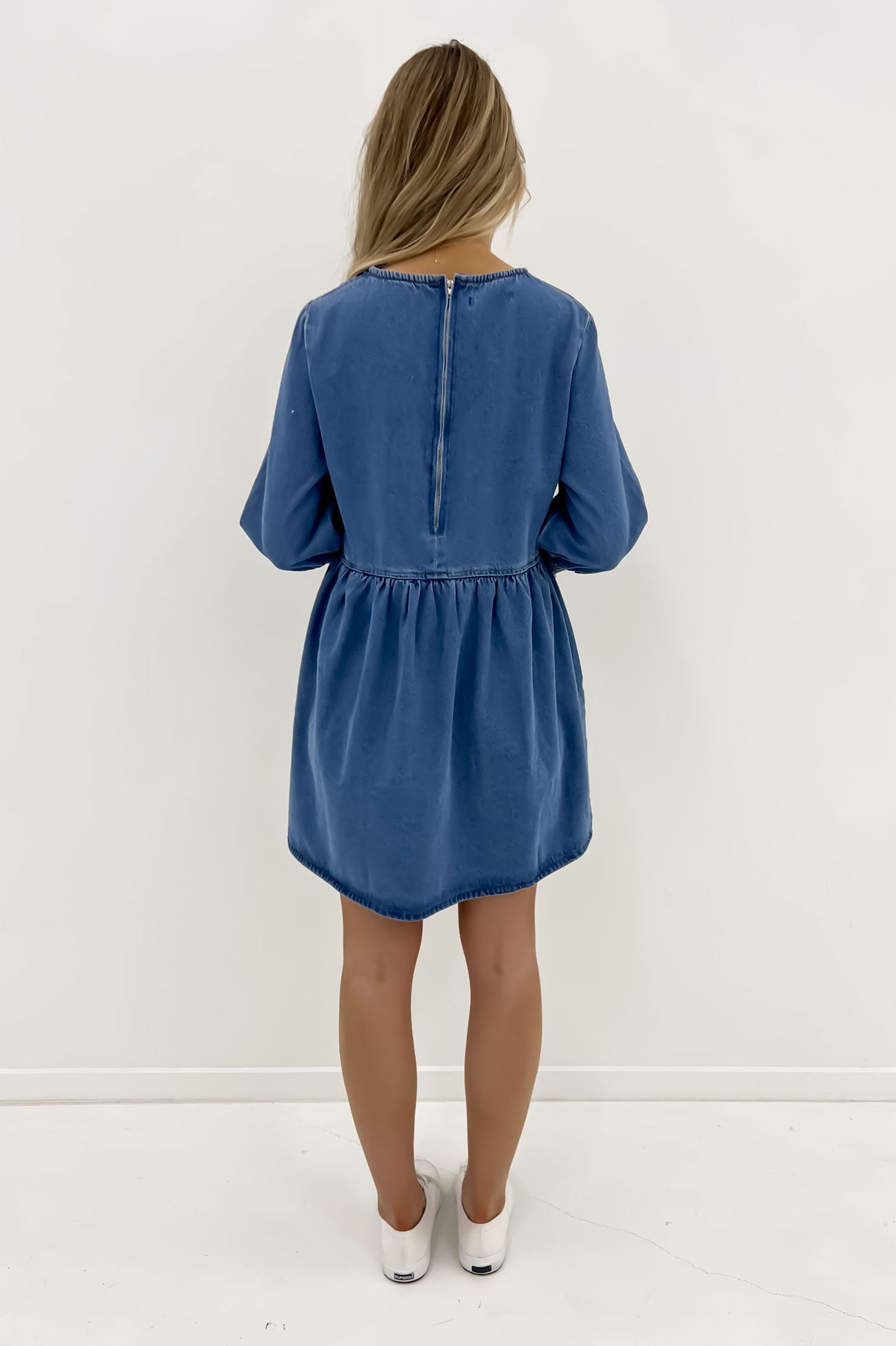 Amalia Denim Mini Dress Mid Blue