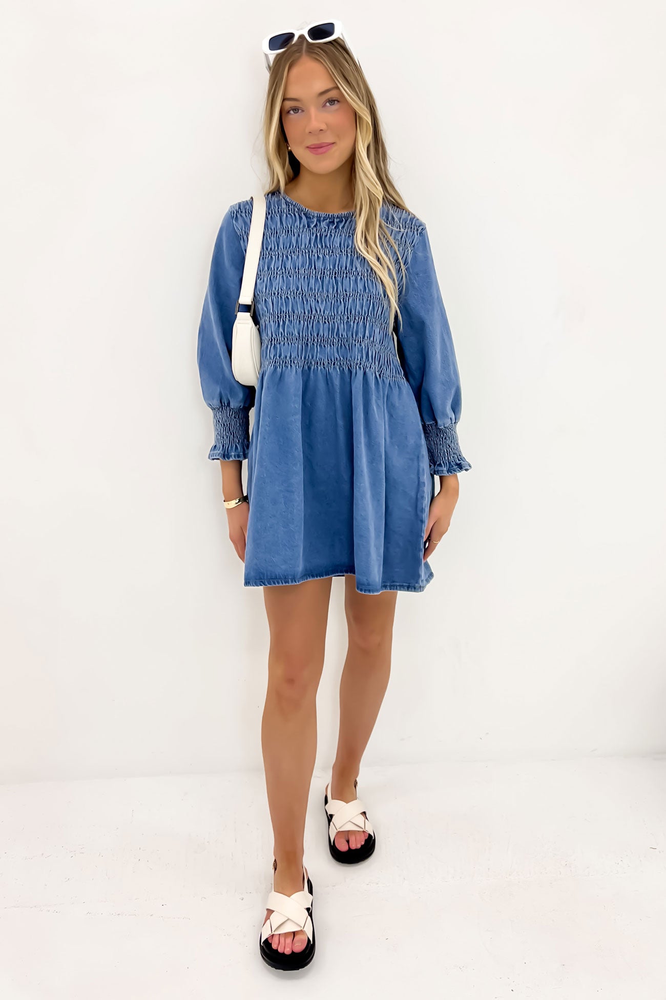 Amalia Denim Mini Dress Mid Blue