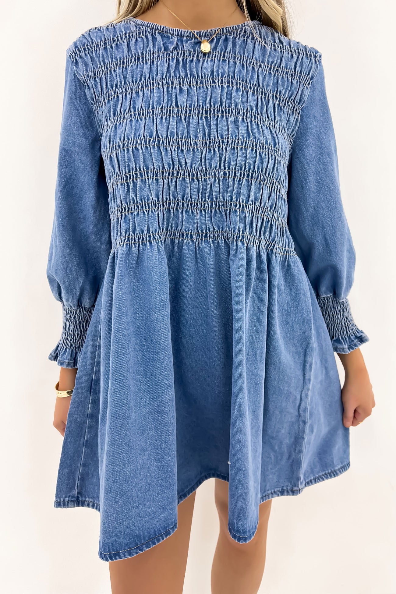 Amalia Denim Mini Dress Mid Blue