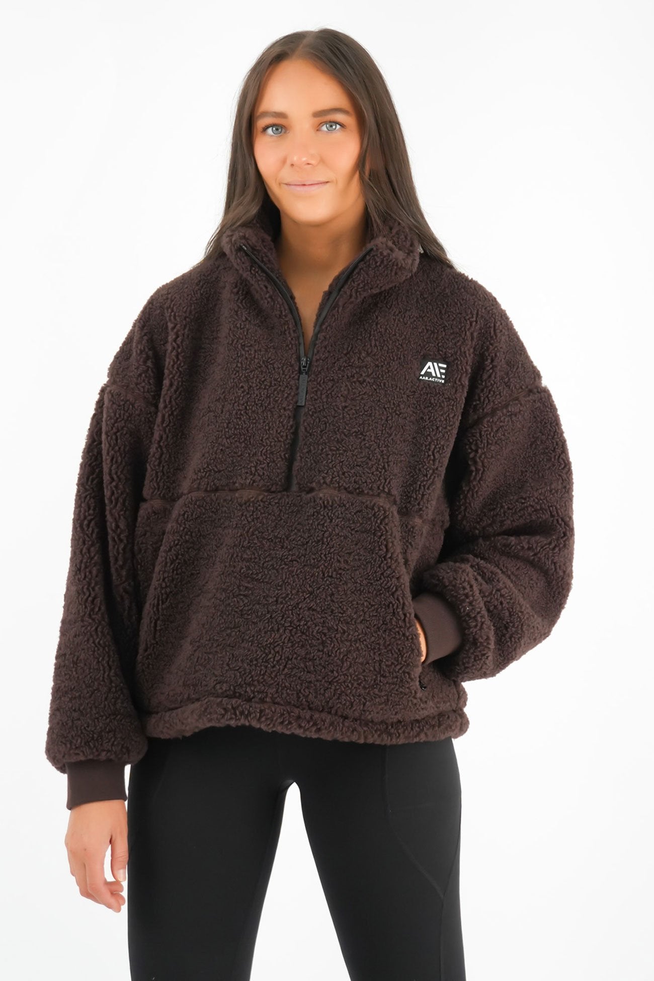 Amara Quarter Zip Teddy Brown