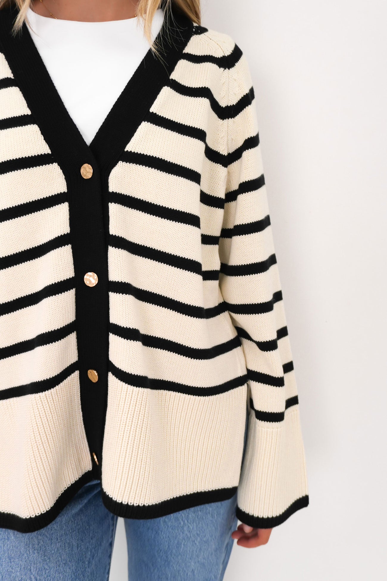 Ansley Cardigan Cream Stripe