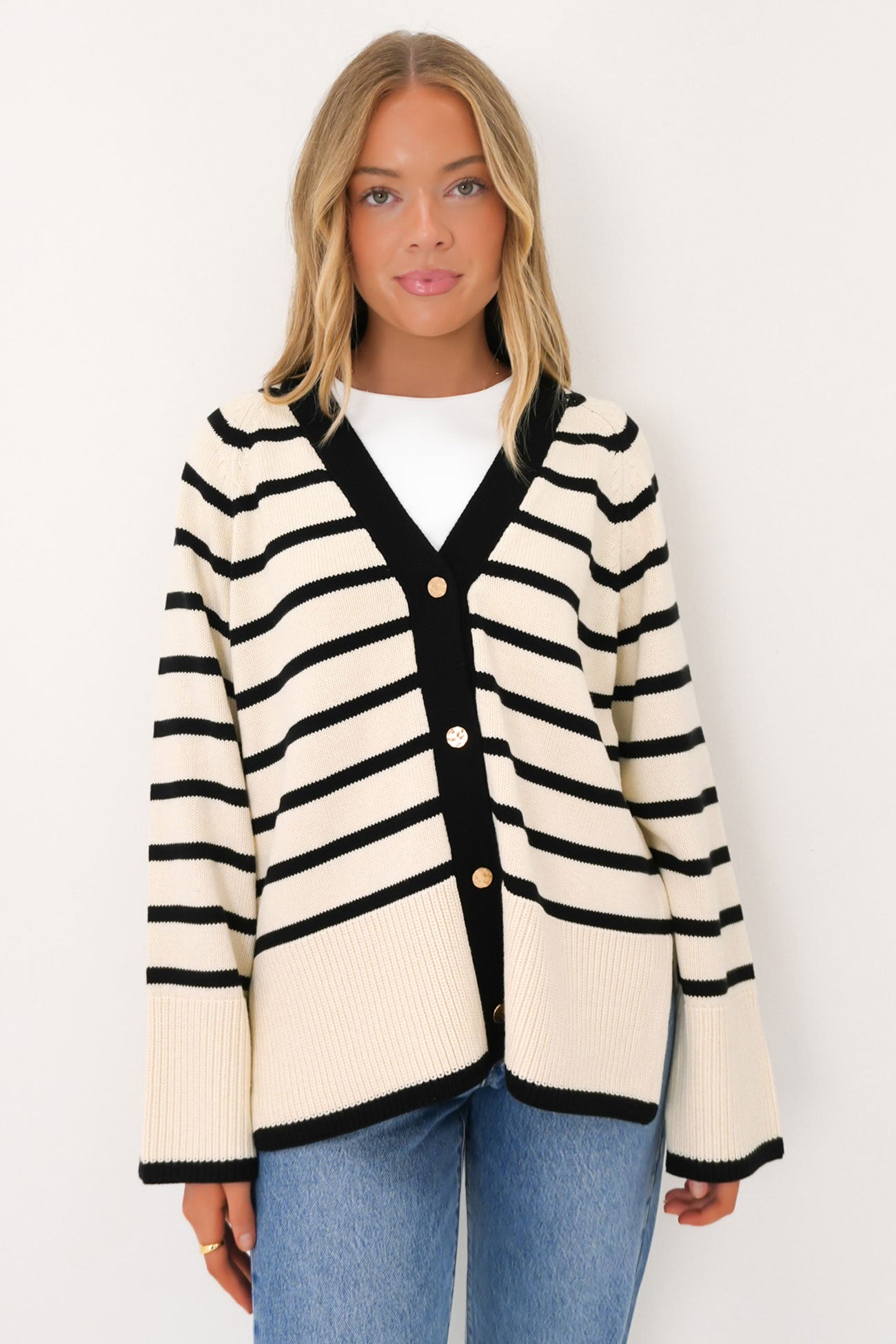 Ansley Cardigan Cream Stripe