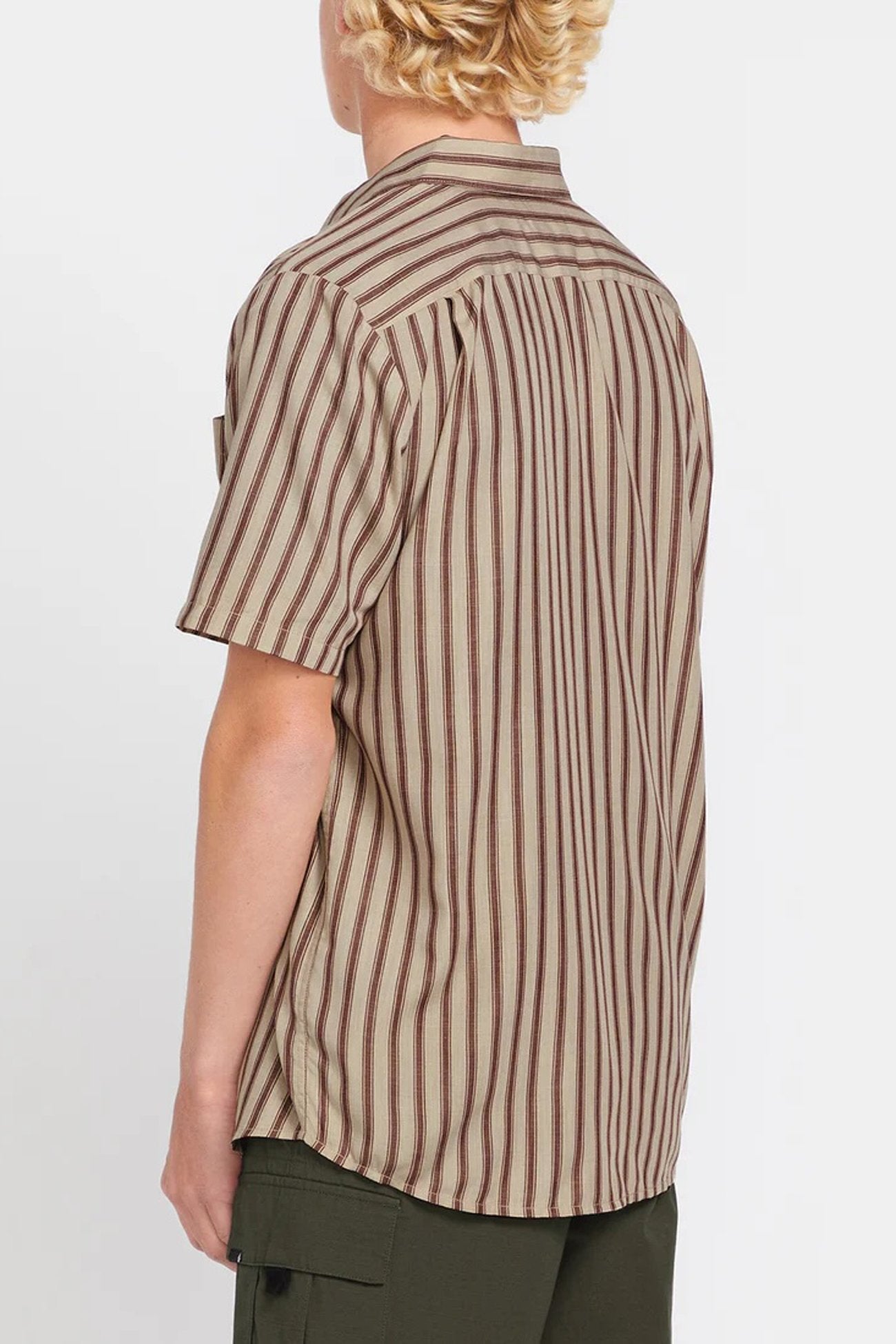 Arvostripe Woven Short Sleeve Shirt Light Khaki