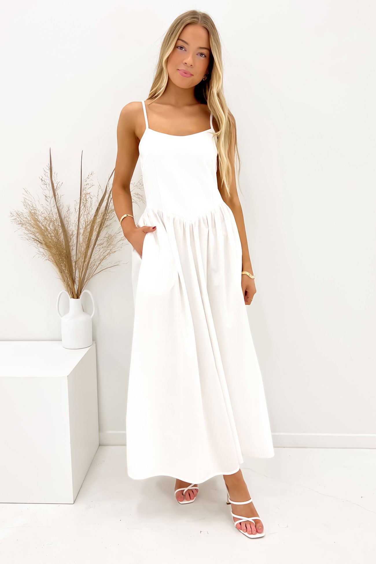 Barton Midi Dress White