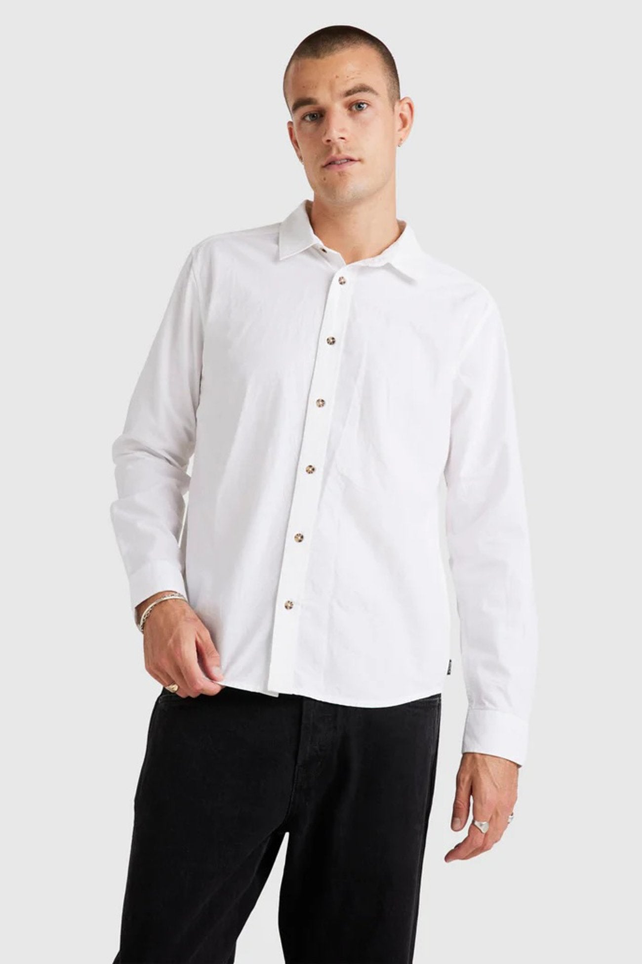 Base Linen Long Sleeve White