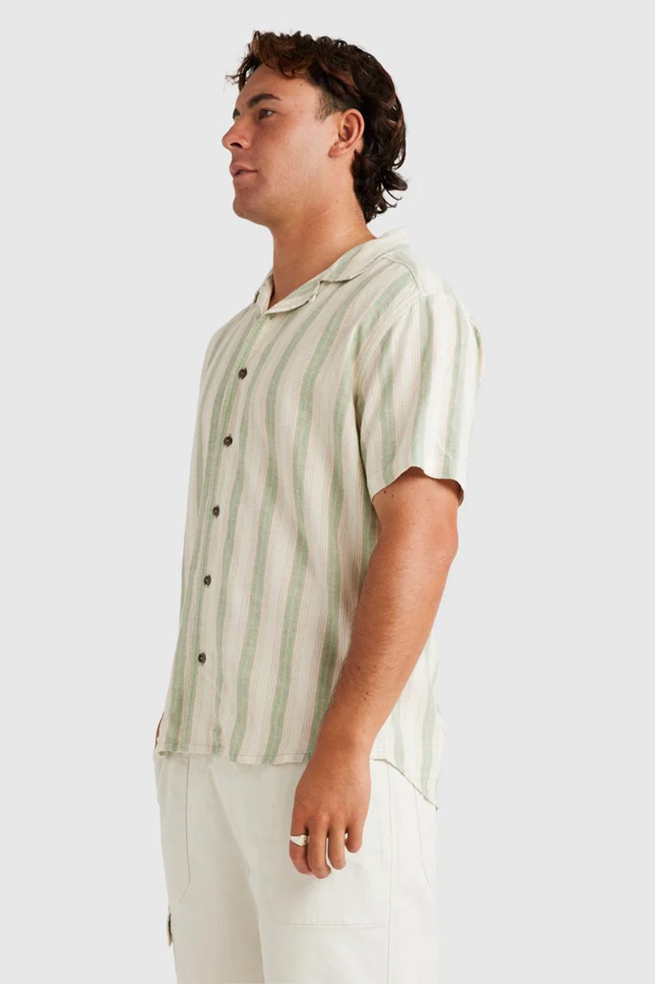 Beat Stripe Short Sleeve Shirt Granite Green