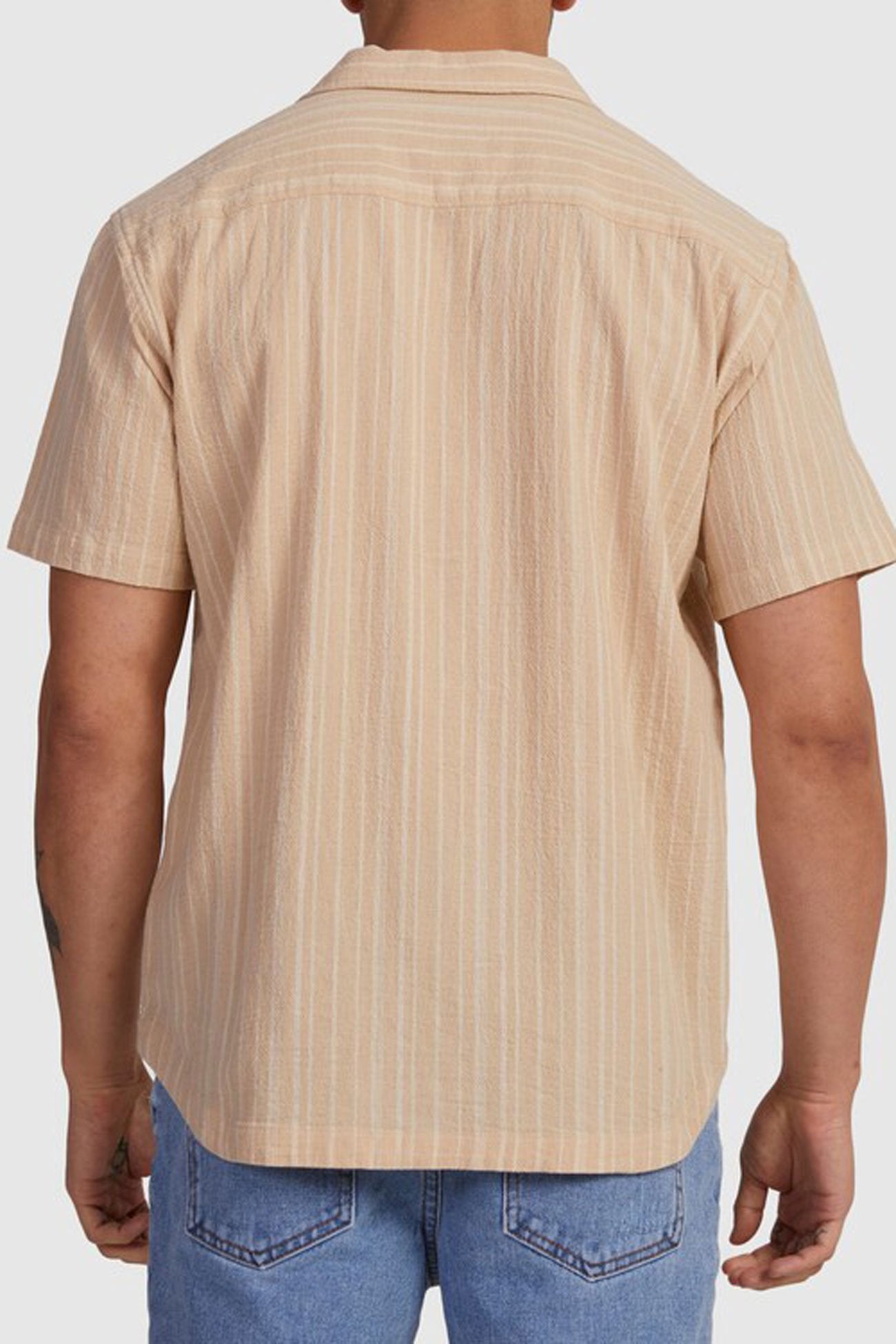 Beat Stripe Short Sleeve Shirt Tan