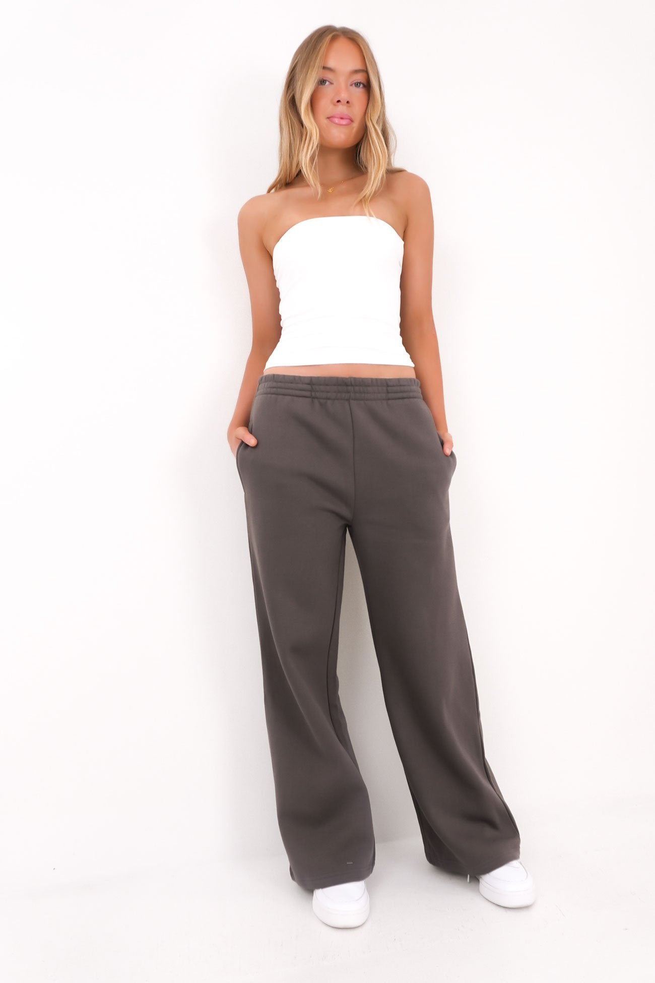 Blair Wide Trackpant Charcoal