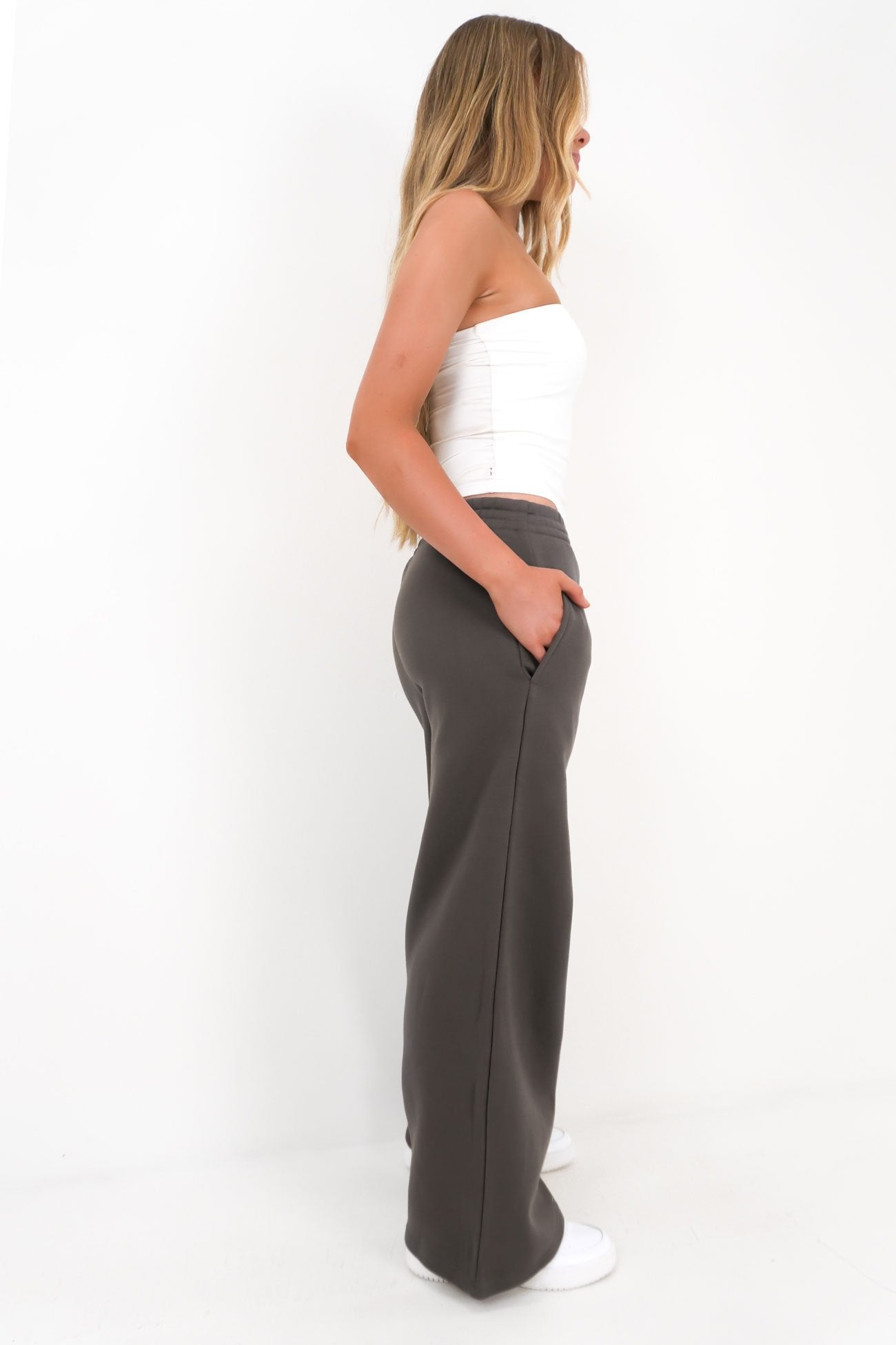 Blair Wide Trackpant Charcoal