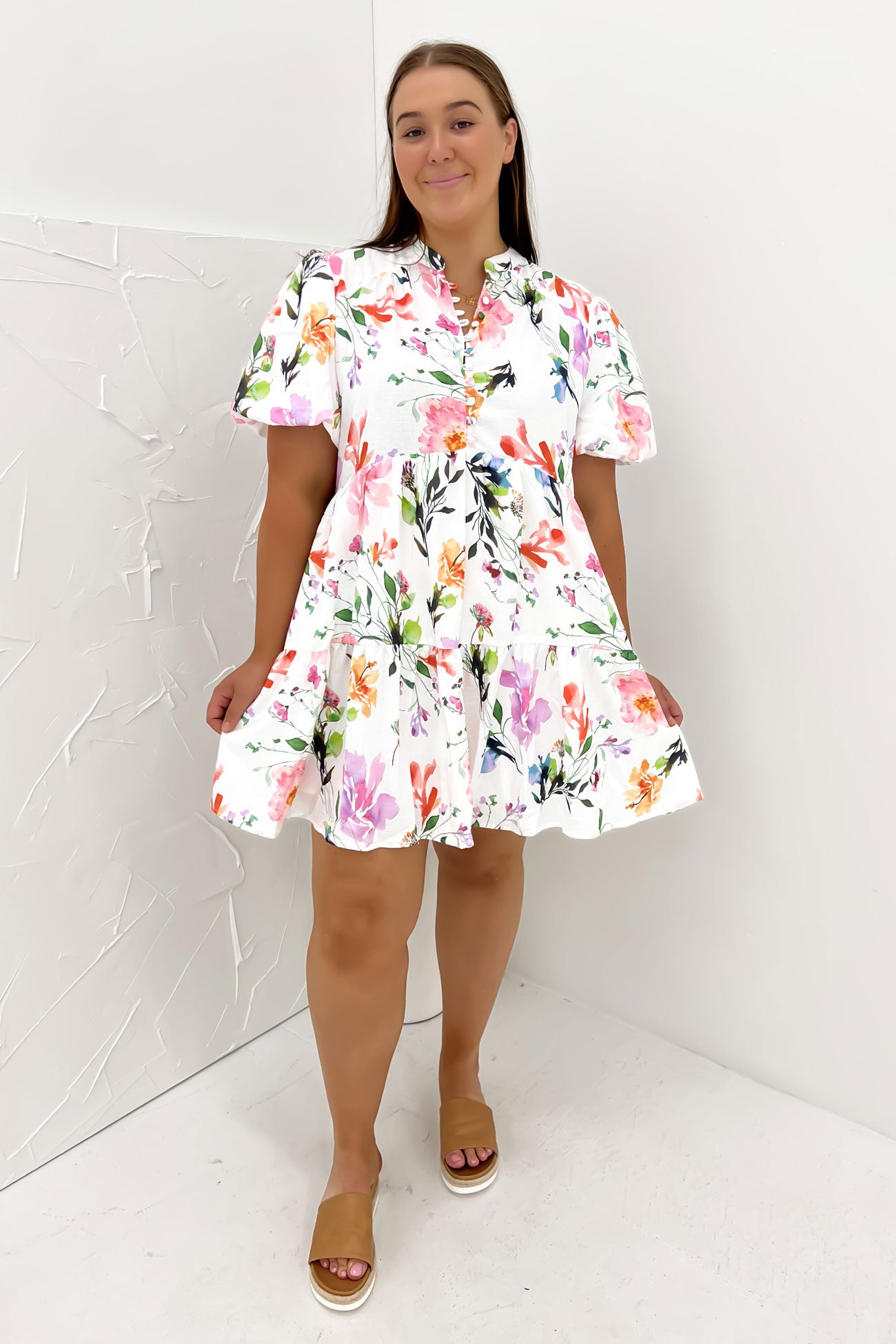 Blaise Mini Dress White Floral